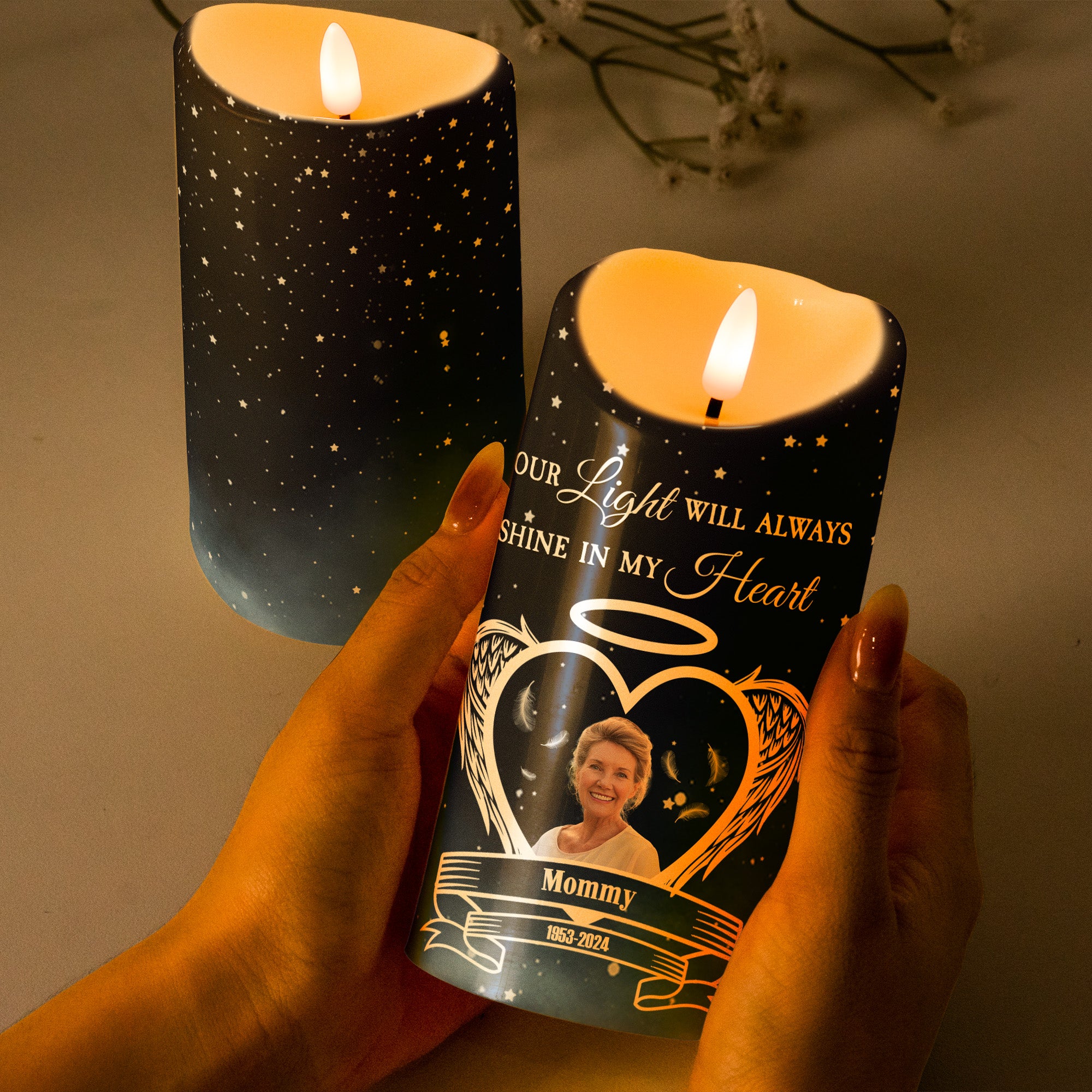 Memorial Your Light Will Always Shine In My Heart - Personalized Photo LED Candle