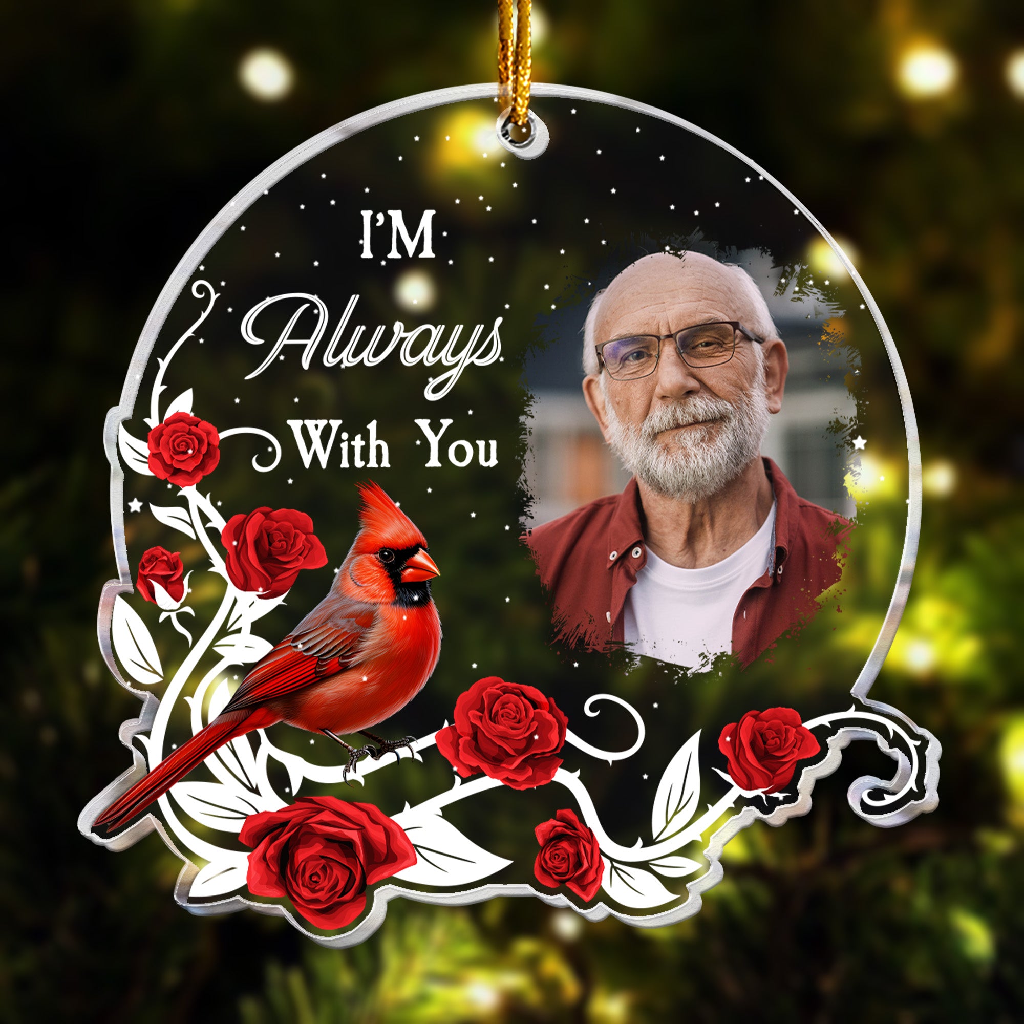 Memorial I'm Always With You Cardinal Rose - Personalized Acrylic Photo Ornament