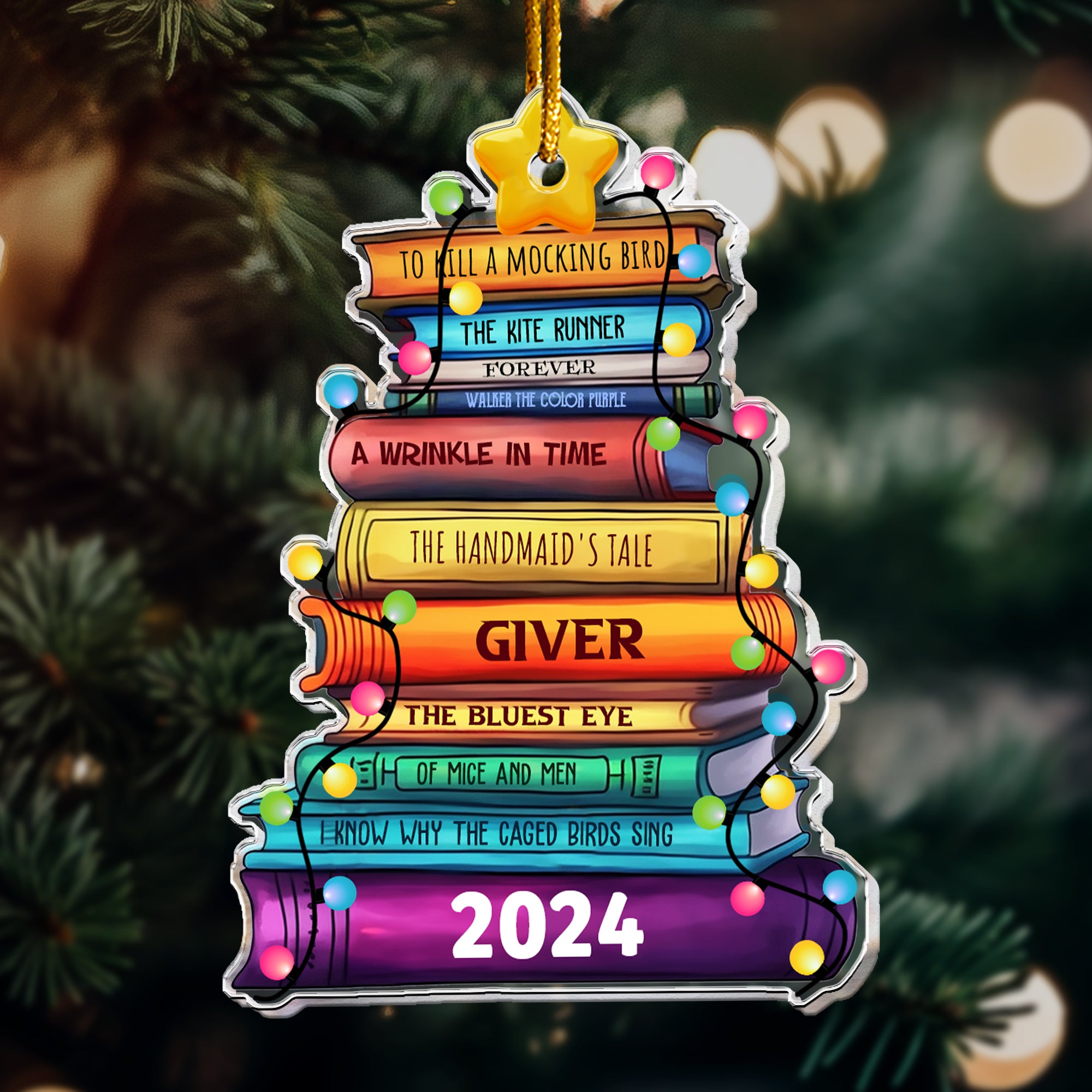 Merry Bookmas - Personalized Acrylic Ornament