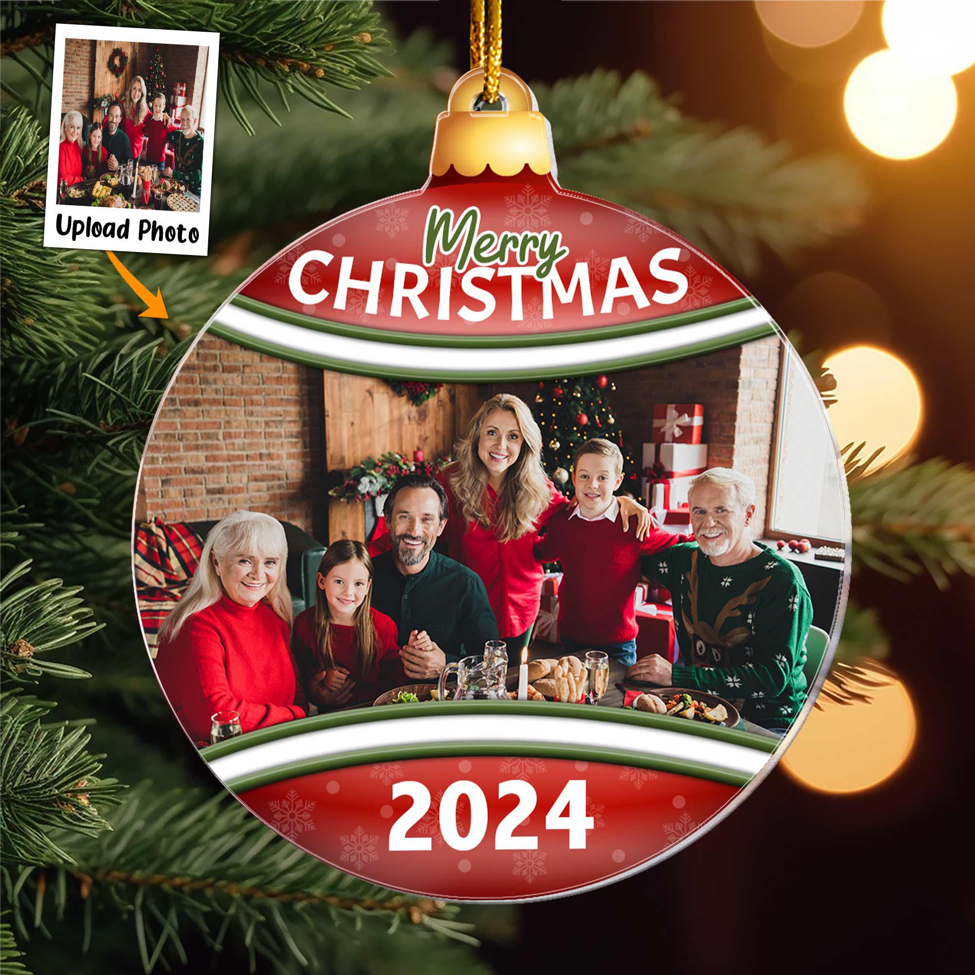 Merry Christmas With Family - Personalized Acrylic Photo Ornament