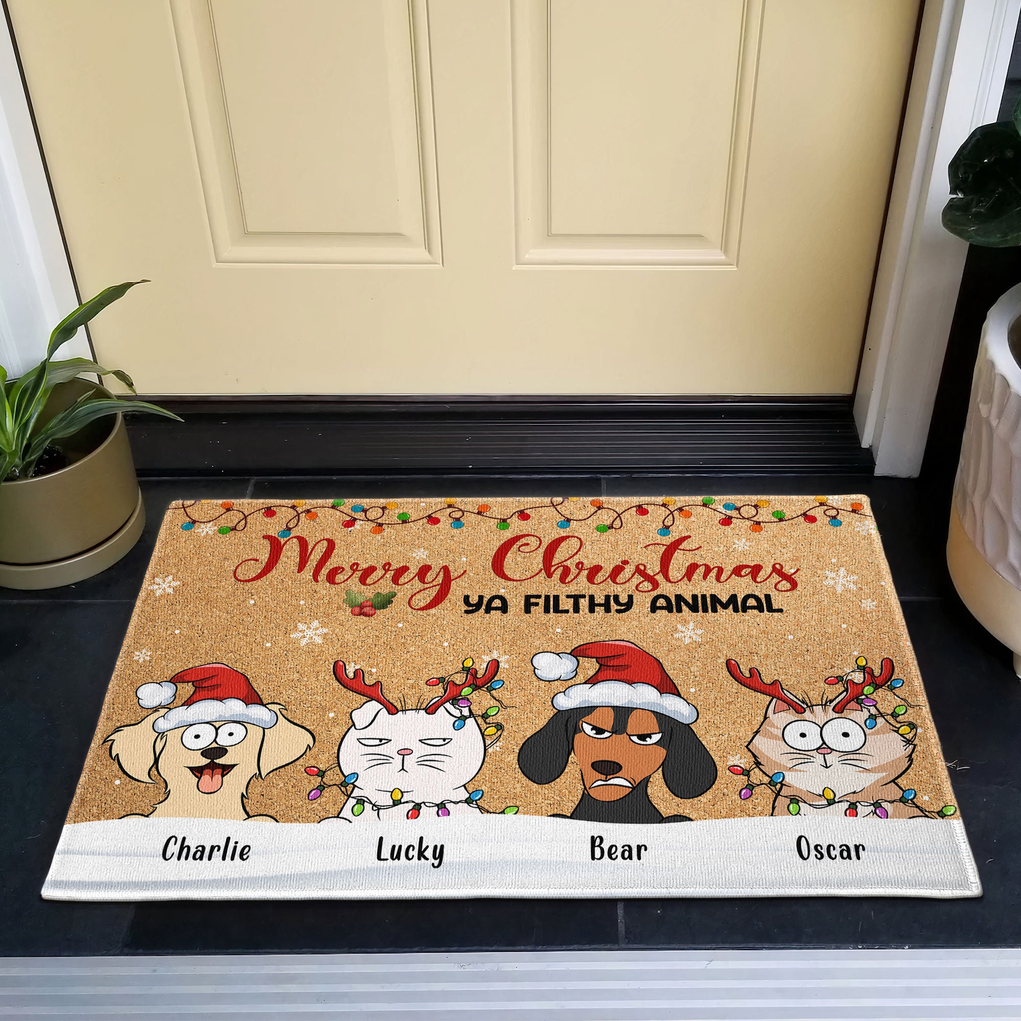 Merry Christmas Ya Filthy Animal - Personalized Doormat