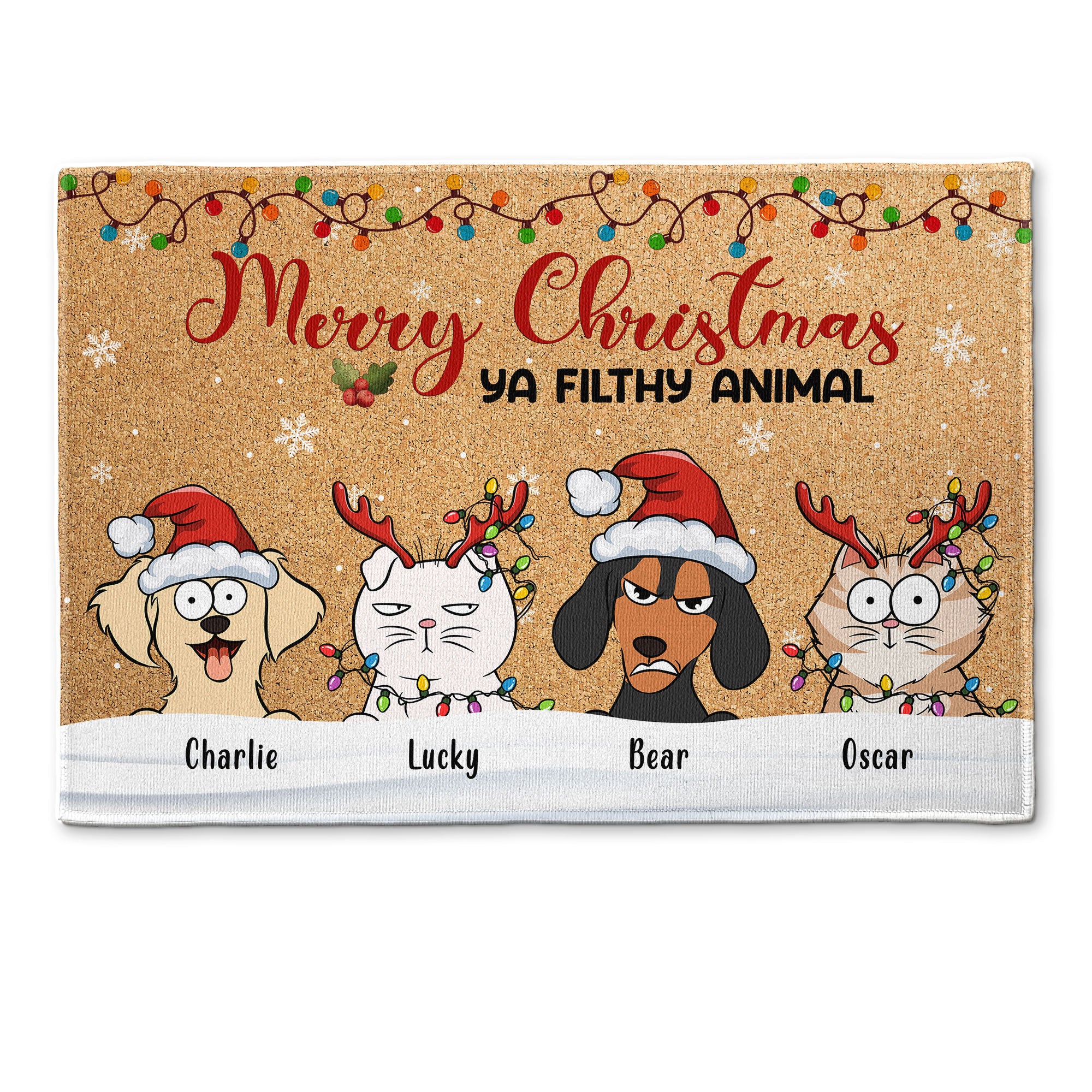 Merry Christmas Ya Filthy Animal - Personalized Doormat