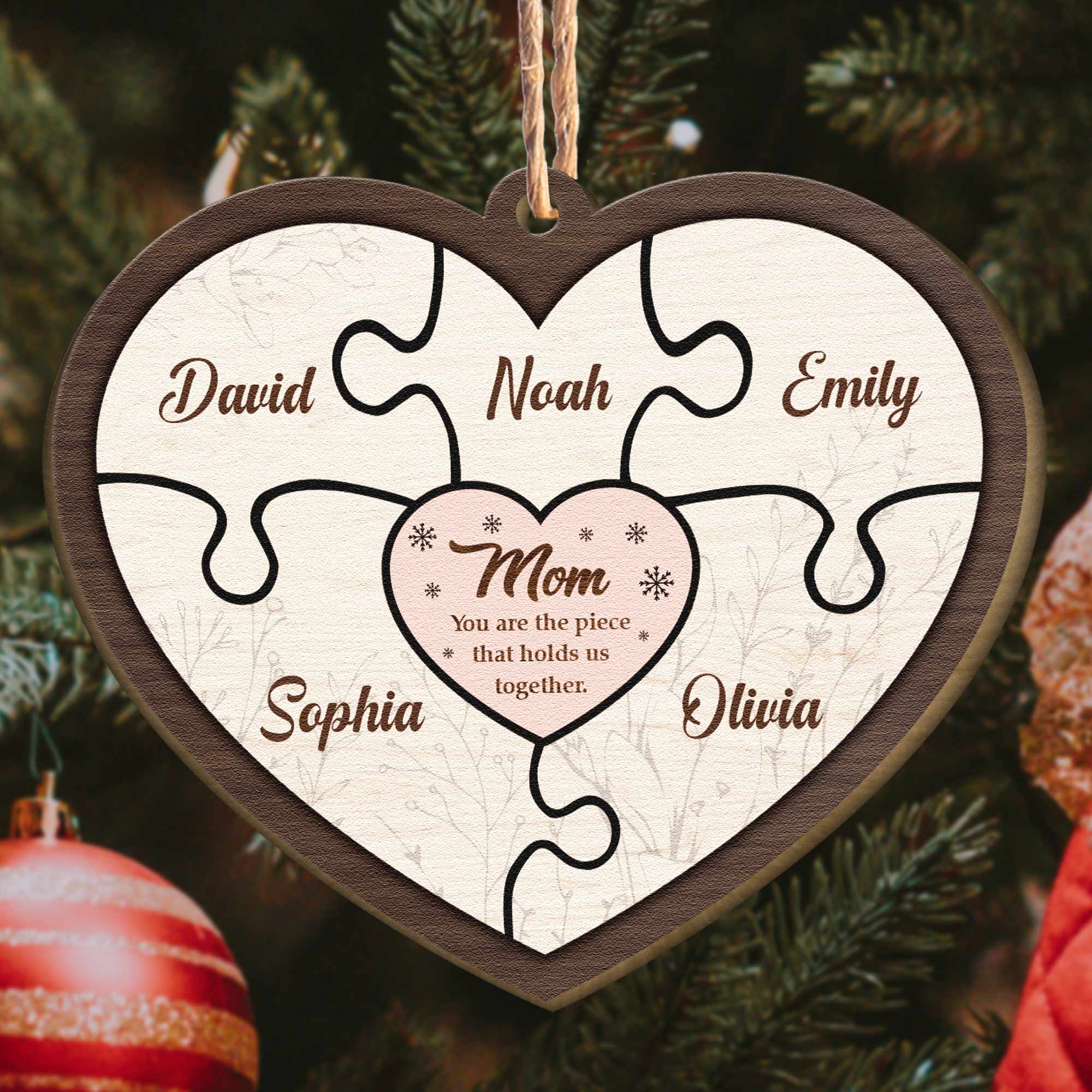 Mom Holds Us Together - Personalized Wooden Ornament