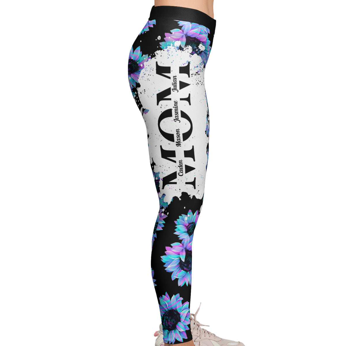 Mom Kids Name Floral - Personalized Legging