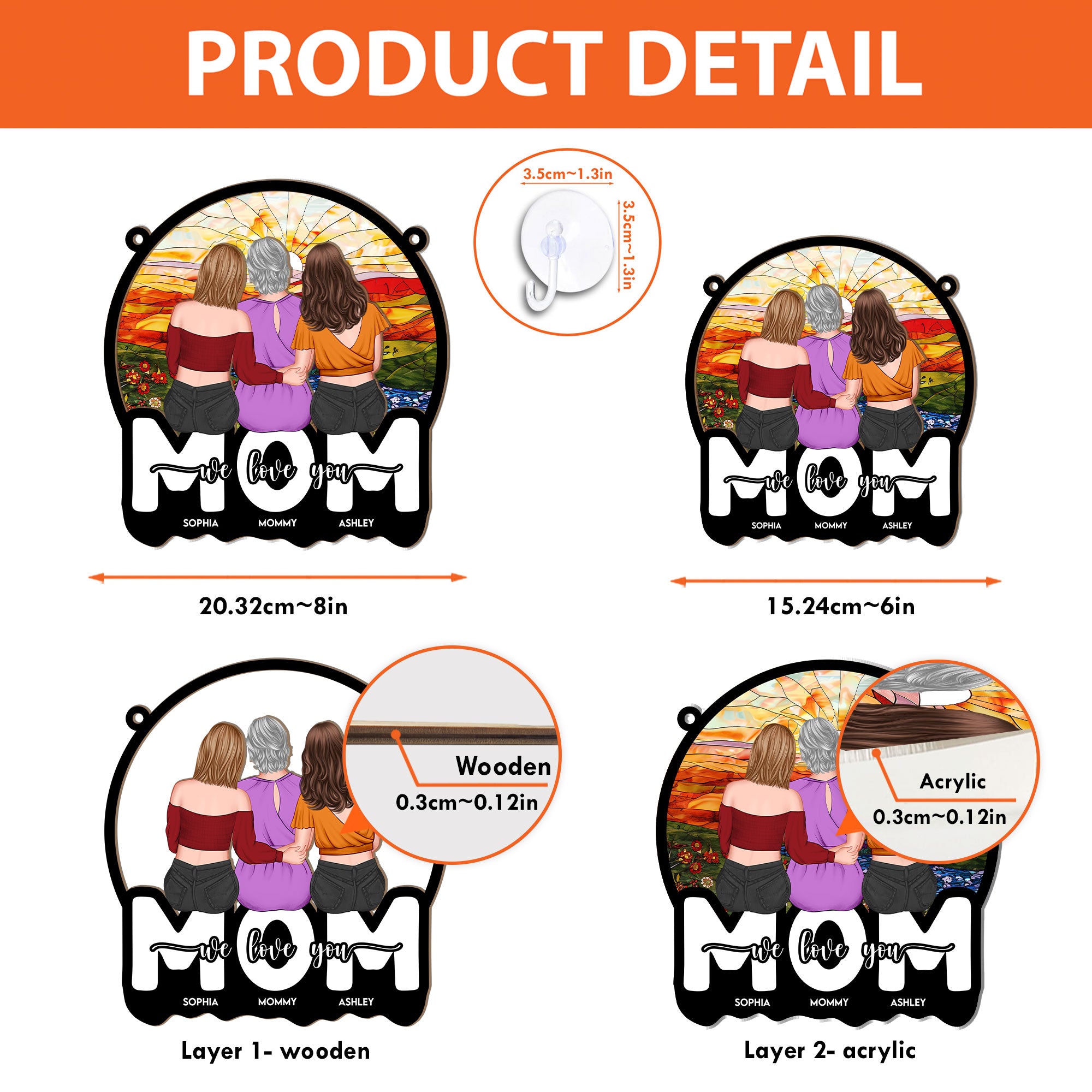 Mom We Love You So Much - Personalized Window Hanging Suncatcher Ornament