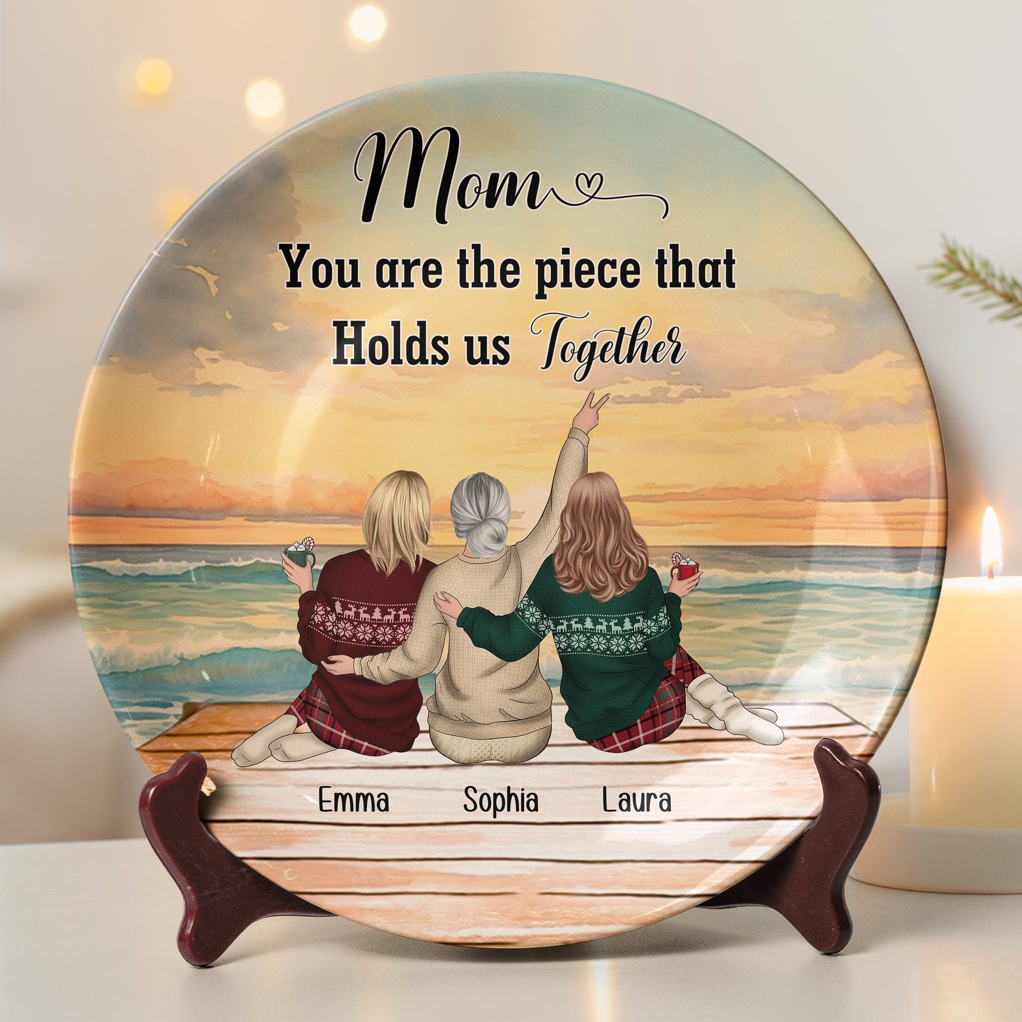 Mom You Are The Piece That Holds Us Together Gift For Mom - Personalized Ceramic Plate