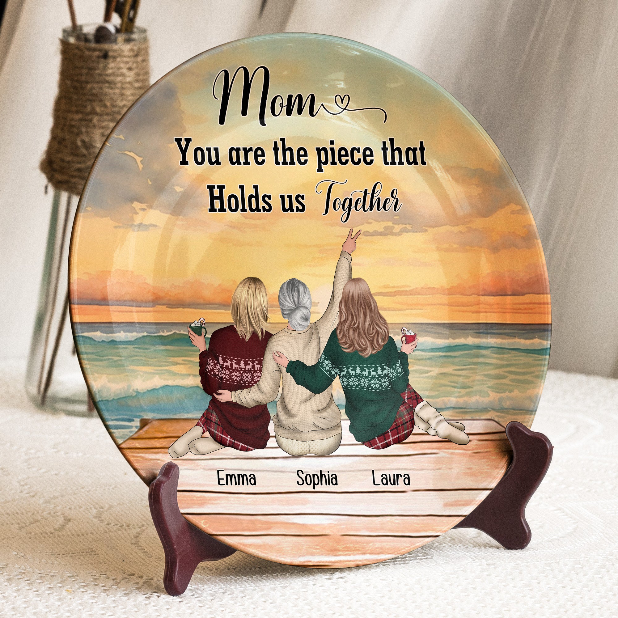 Mom You Are The Piece That Holds Us Together Gift For Mom - Personalized Ceramic Plate