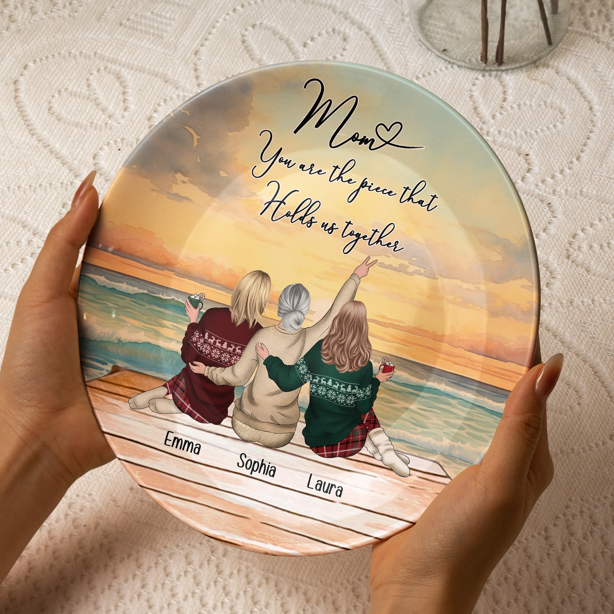 Mom You Are The Piece That Holds Us Together Gift For Mom - Personalized Ceramic Plate