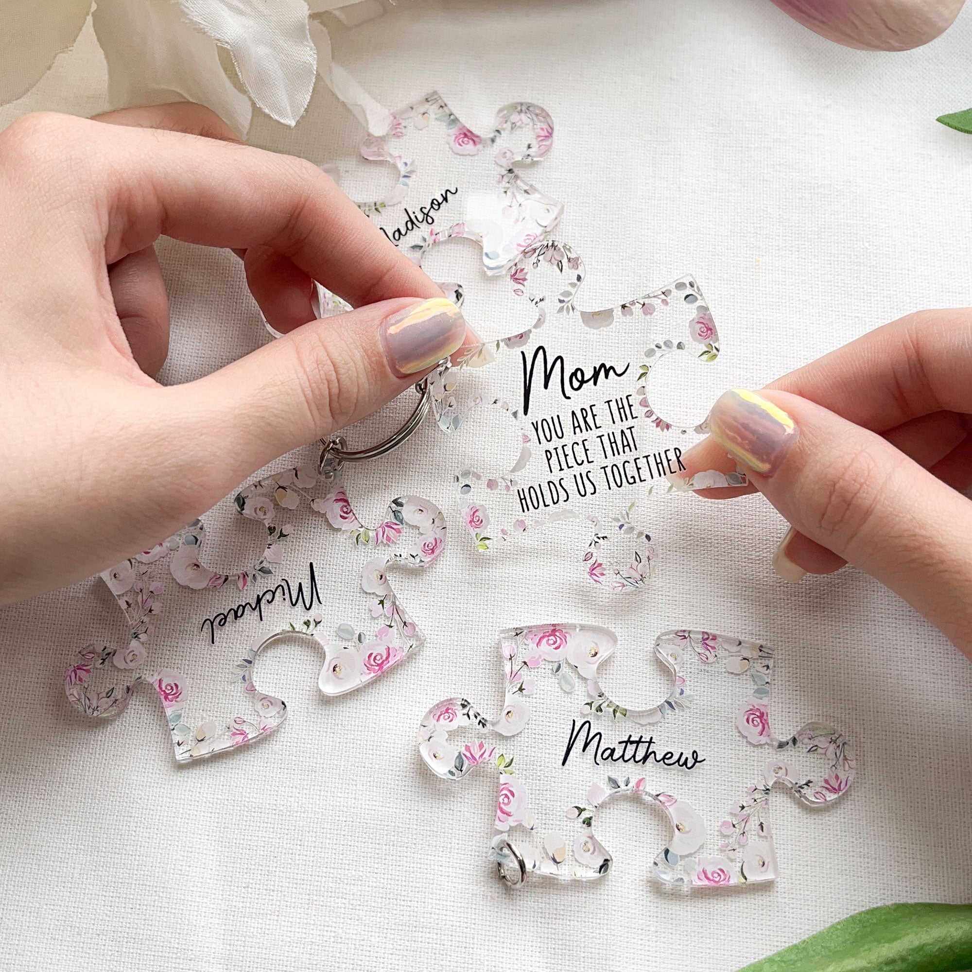 Mom You Are The Piece That Holds Us Together - Personalized Acrylic Keychain