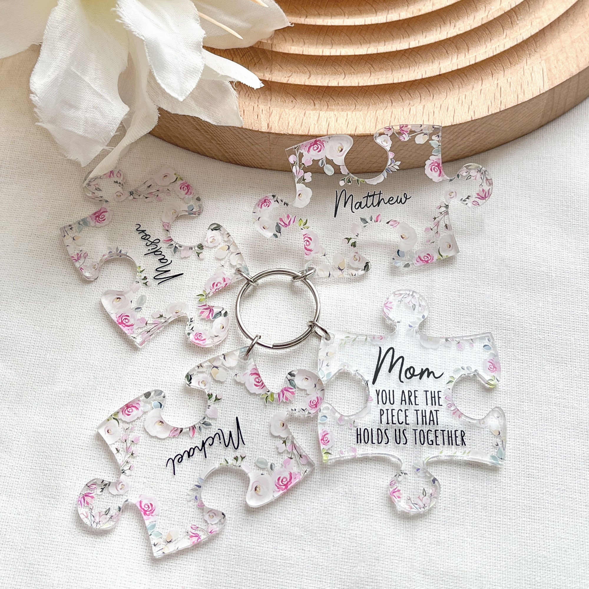 Mom You Are The Piece That Holds Us Together - Personalized Acrylic Keychain