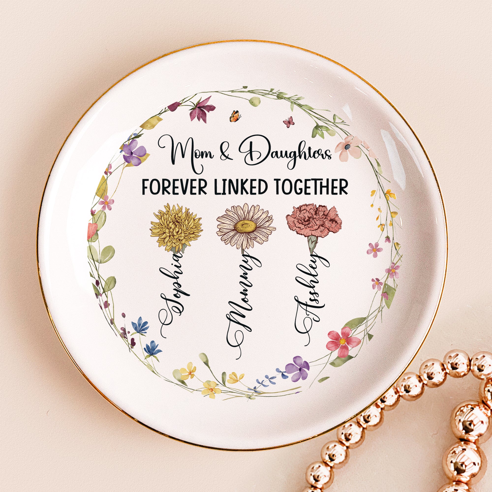 Mom & Daughter Forever Linked Together - Personalized Jewelry Dish