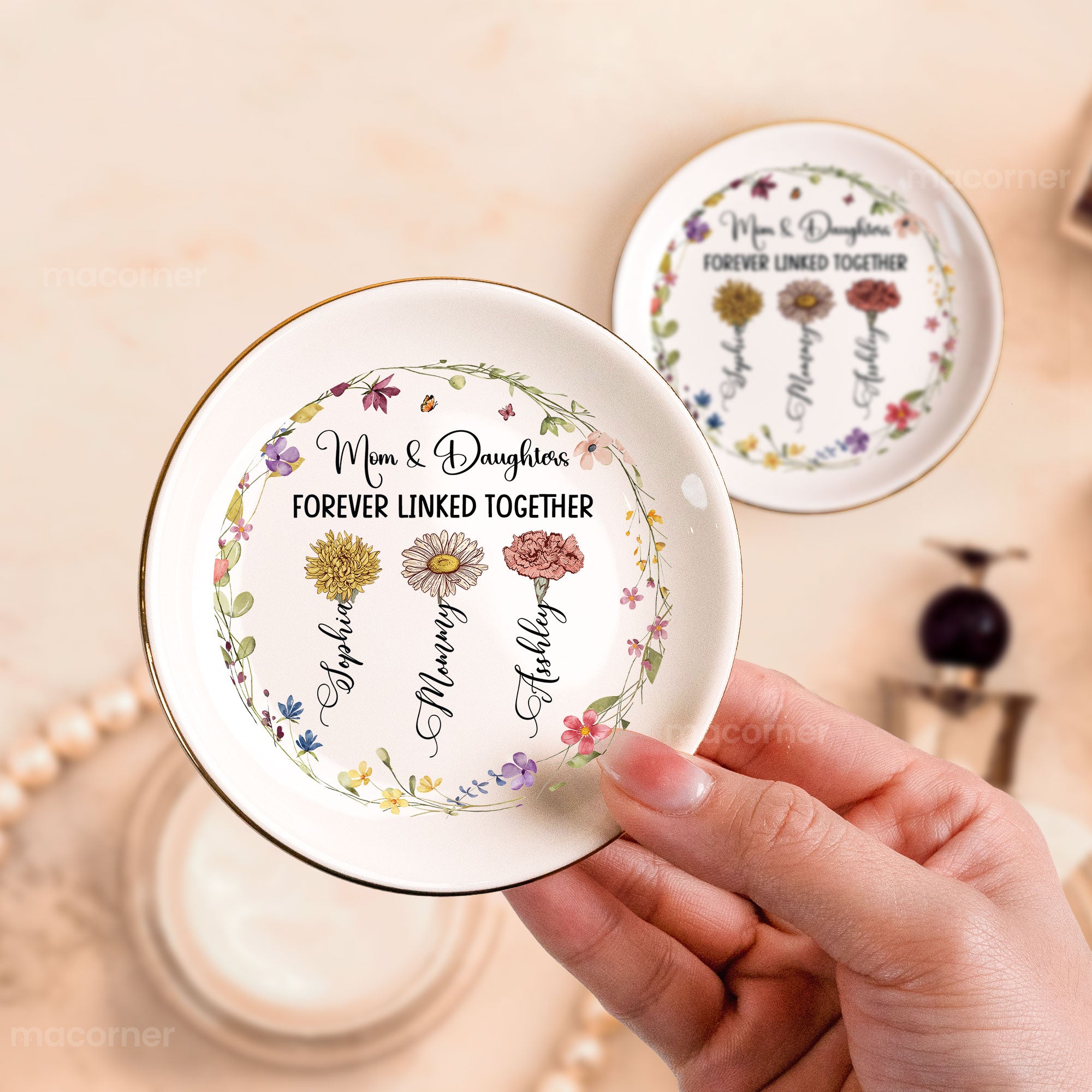 Mom & Daughter Forever Linked Together - Personalized Jewelry Dish