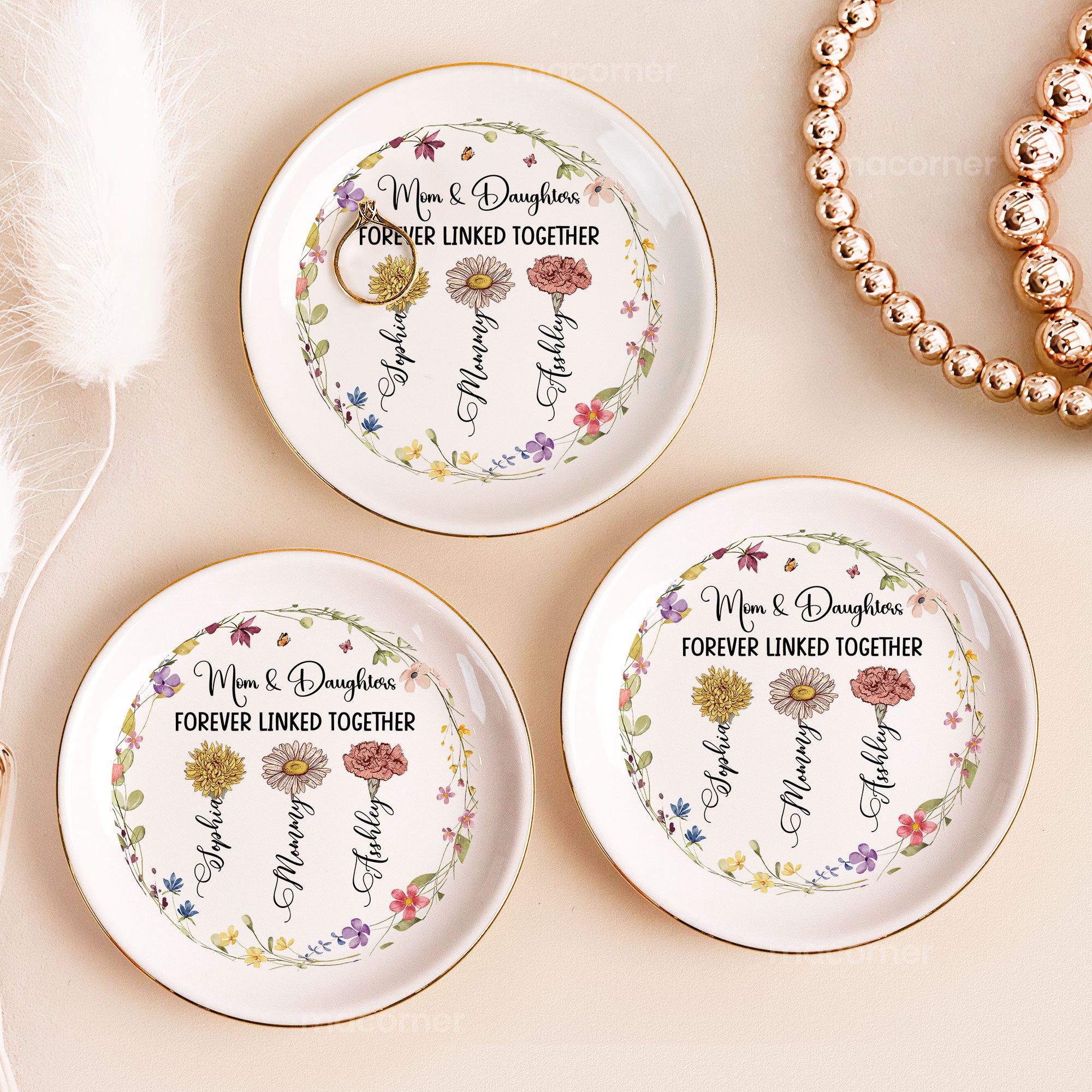 Mom & Daughter Forever Linked Together - Personalized Jewelry Dish