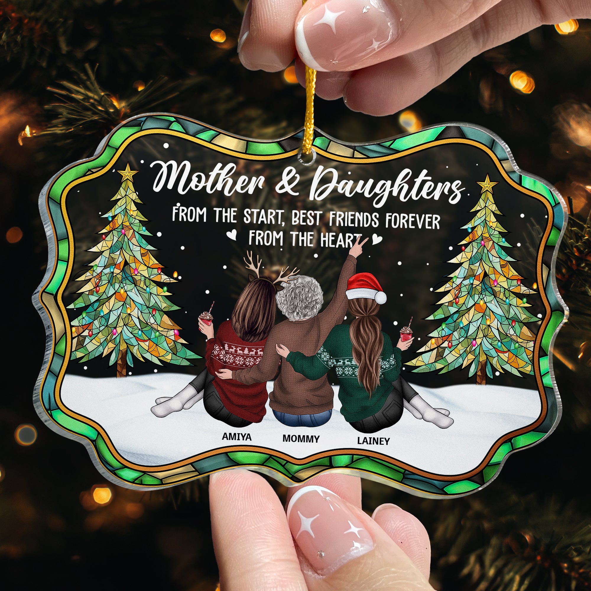 Mom, Daughter Together At Heart - Personalized Acrylic Ornament