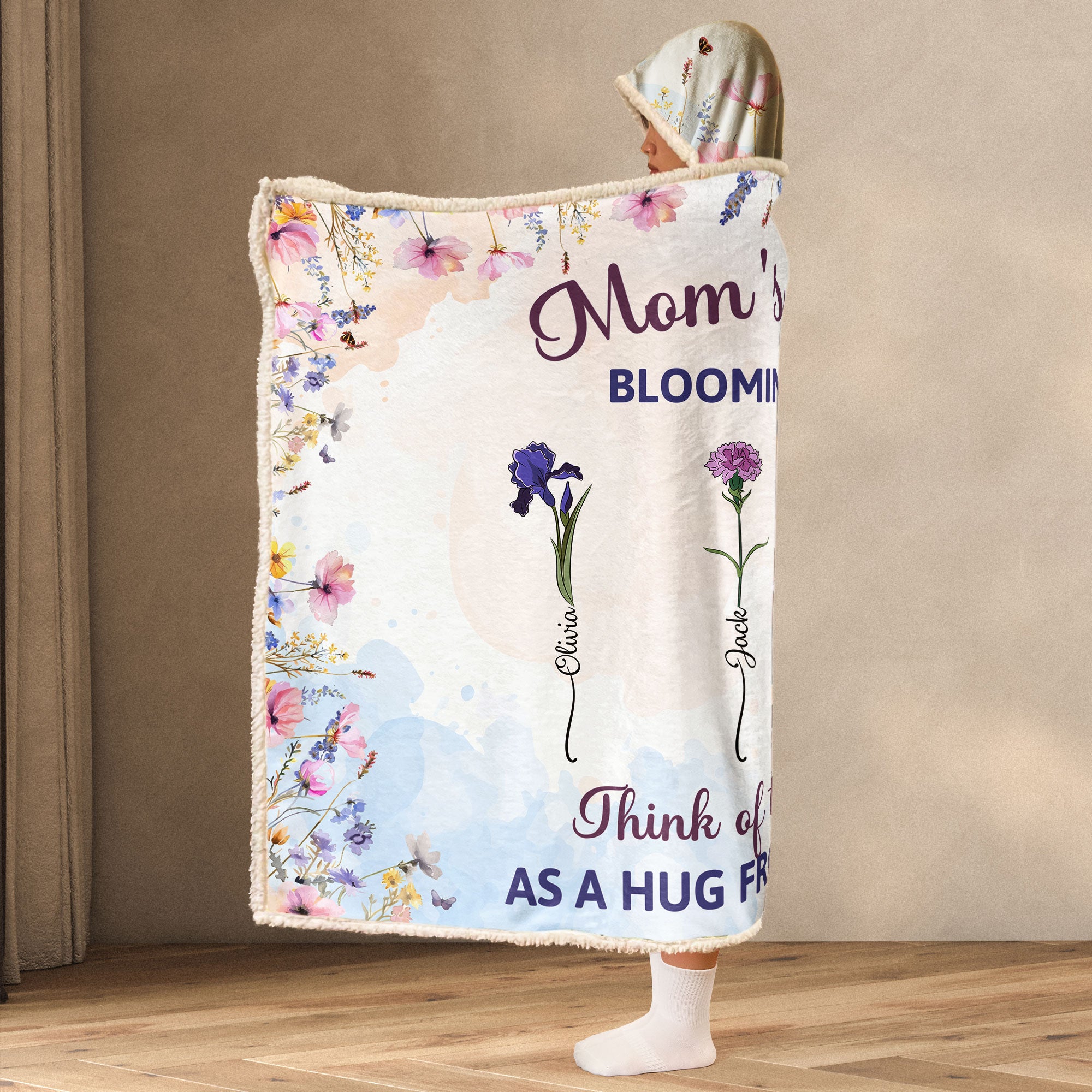 Mom's Garden Blooming In Love - Personalized Wearable Blanket Hoodie