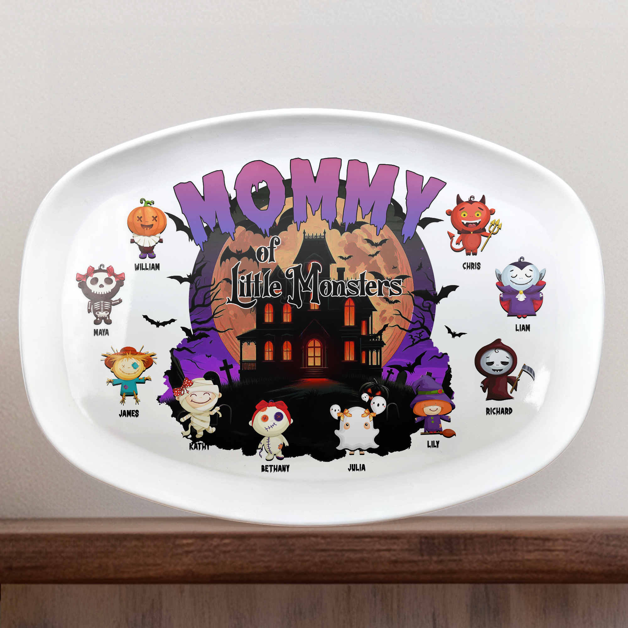 Mommy Of Little Monsters Halloween Gift - Personalized Platter