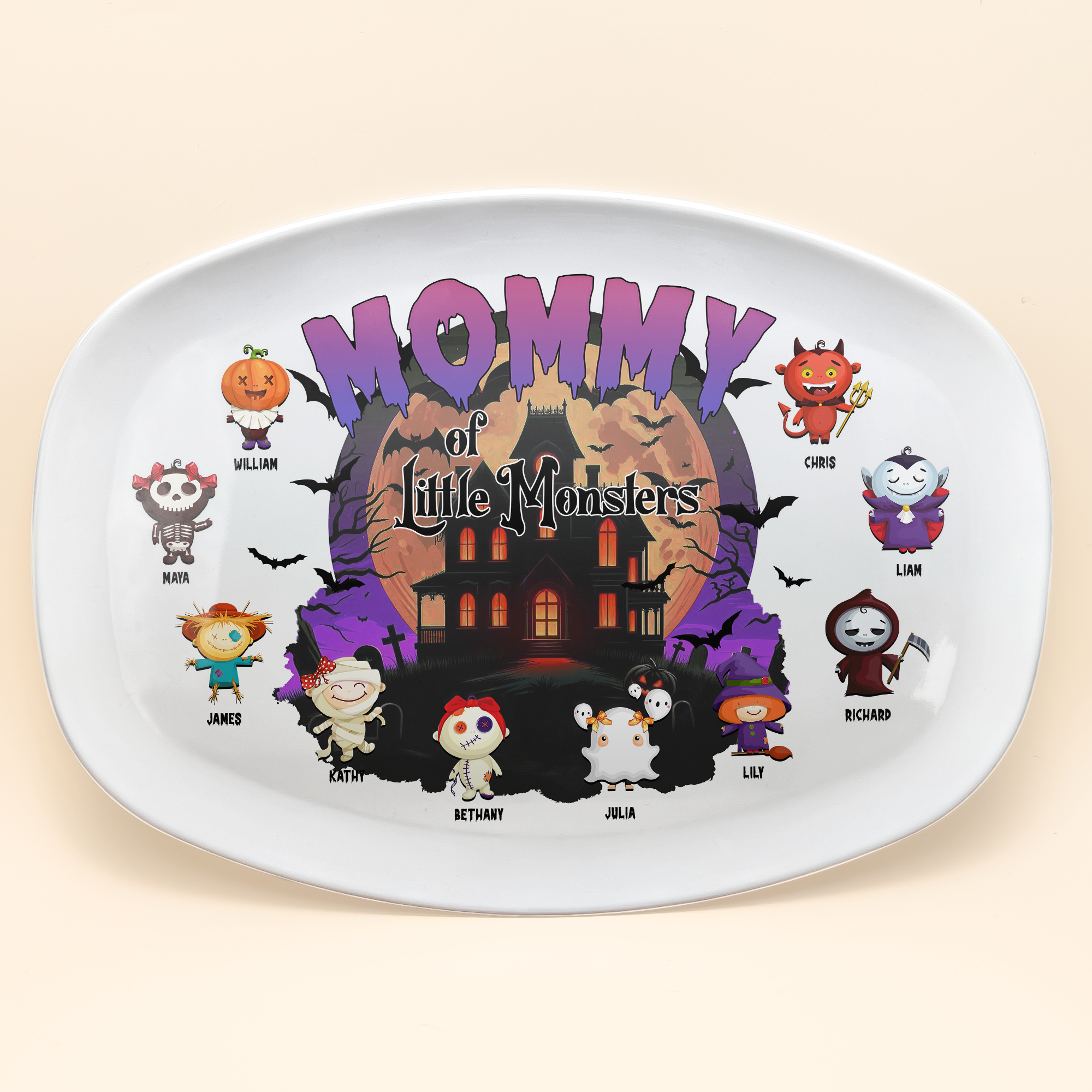 Mommy Of Little Monsters Halloween Gift - Personalized Platter