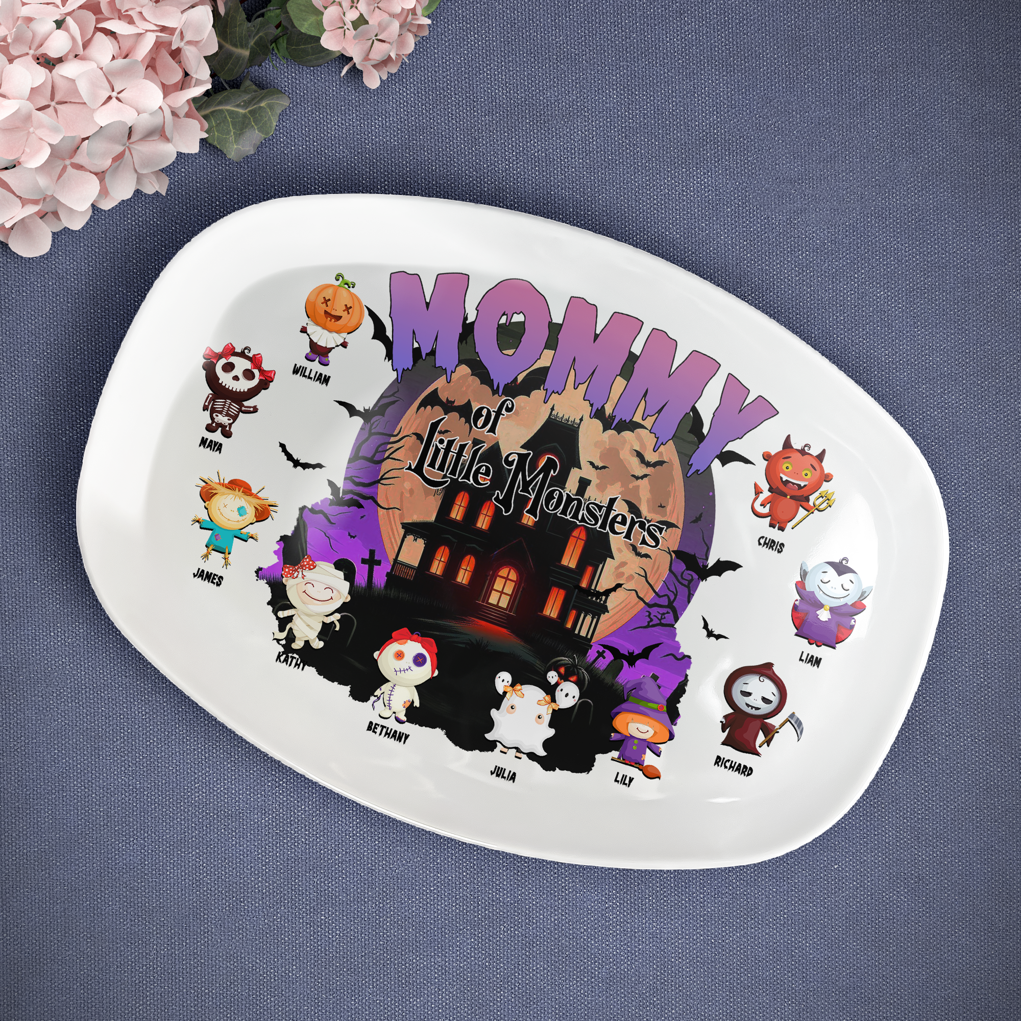 Mommy Of Little Monsters Halloween Gift - Personalized Platter