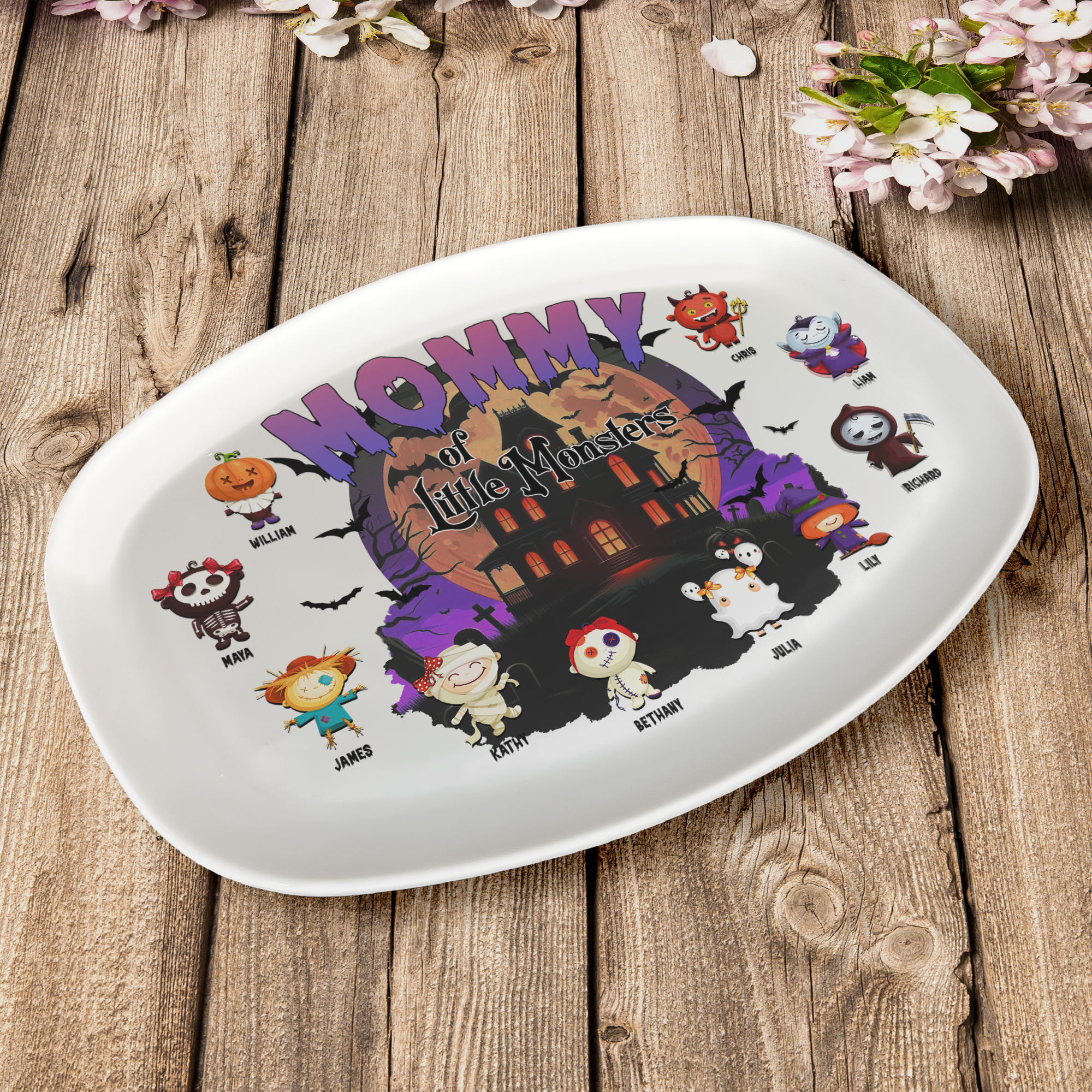 Mommy Of Little Monsters Halloween Gift - Personalized Platter