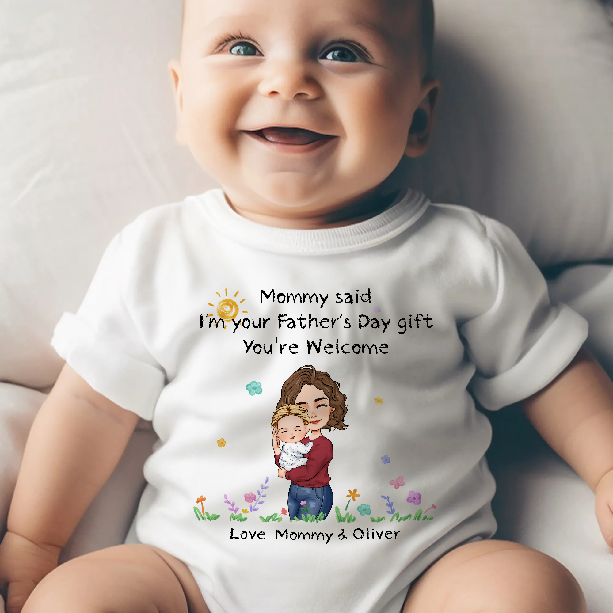 Mommy Said I'm Your Father's Day Gift First Time Dad - Personalized Baby Onesie