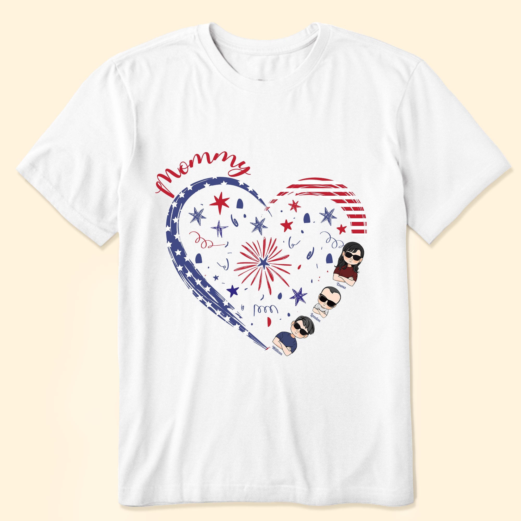 Mommy's Sweethearts With 4Th Of July Pattern - Personalized Shirt