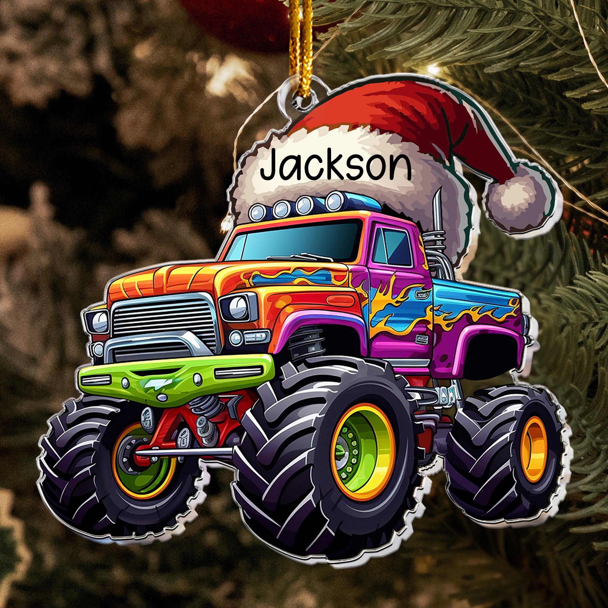 Monster Truck - Custom Name Ornament Gifts For Son, Boy, Kids - Personalized Acrylic Ornament