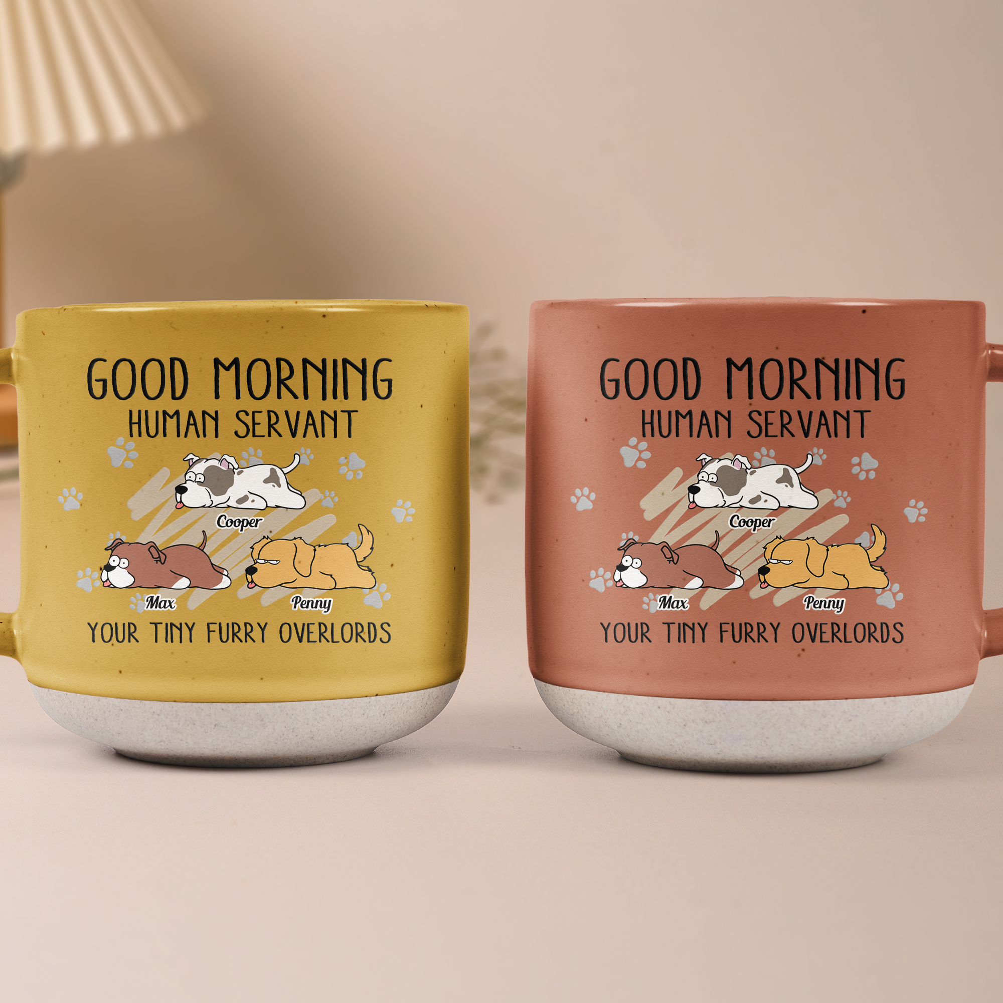 Morning! Human Servant Your Tiny Furry Overlords - Personalized Pottery Mug