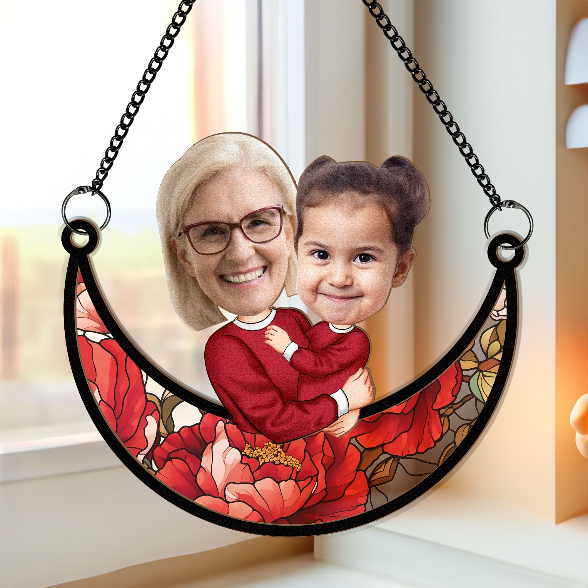 Mother And Child - Personalized Window Hanging Suncatcher Photo Ornament