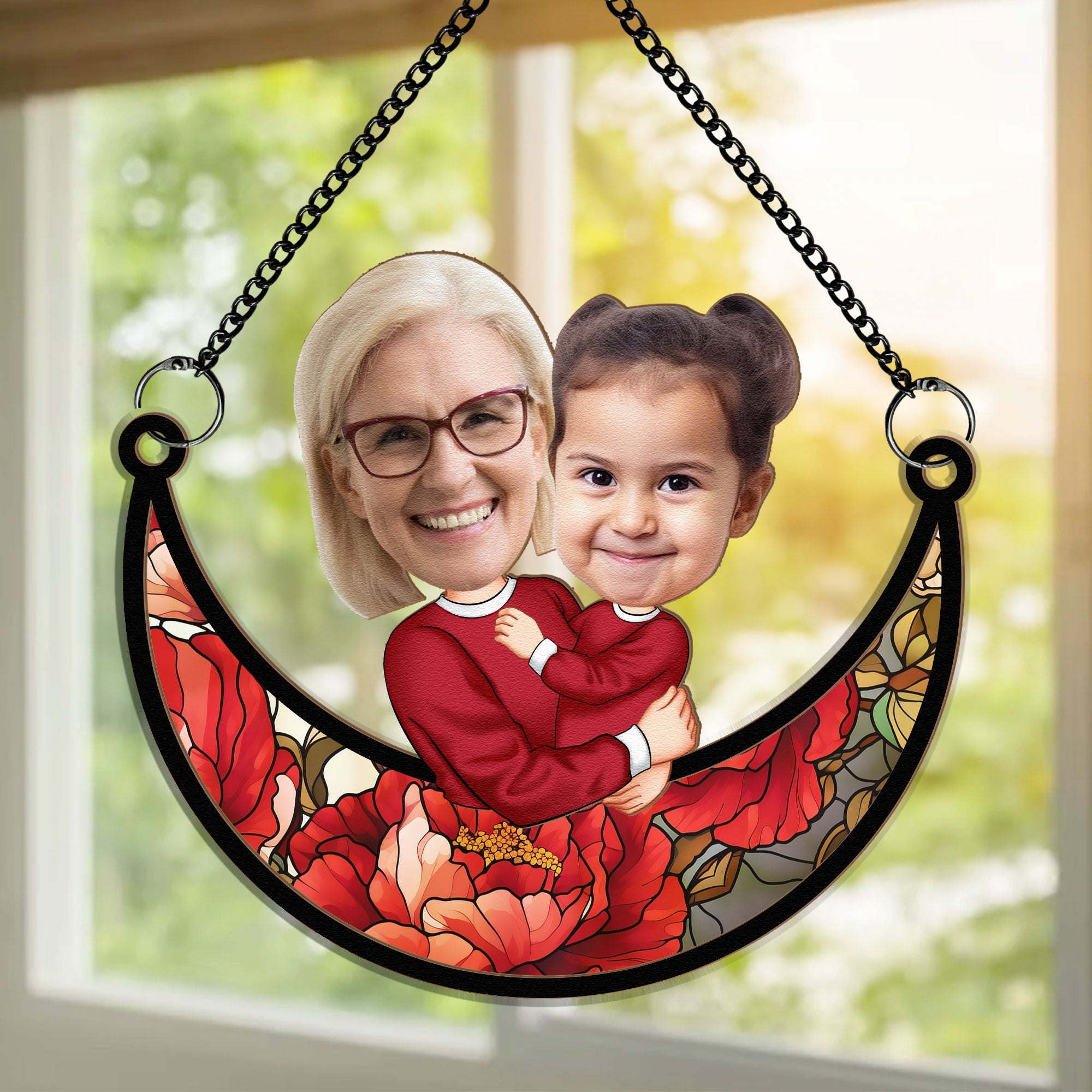 Mother And Child - Personalized Window Hanging Suncatcher Photo Ornament