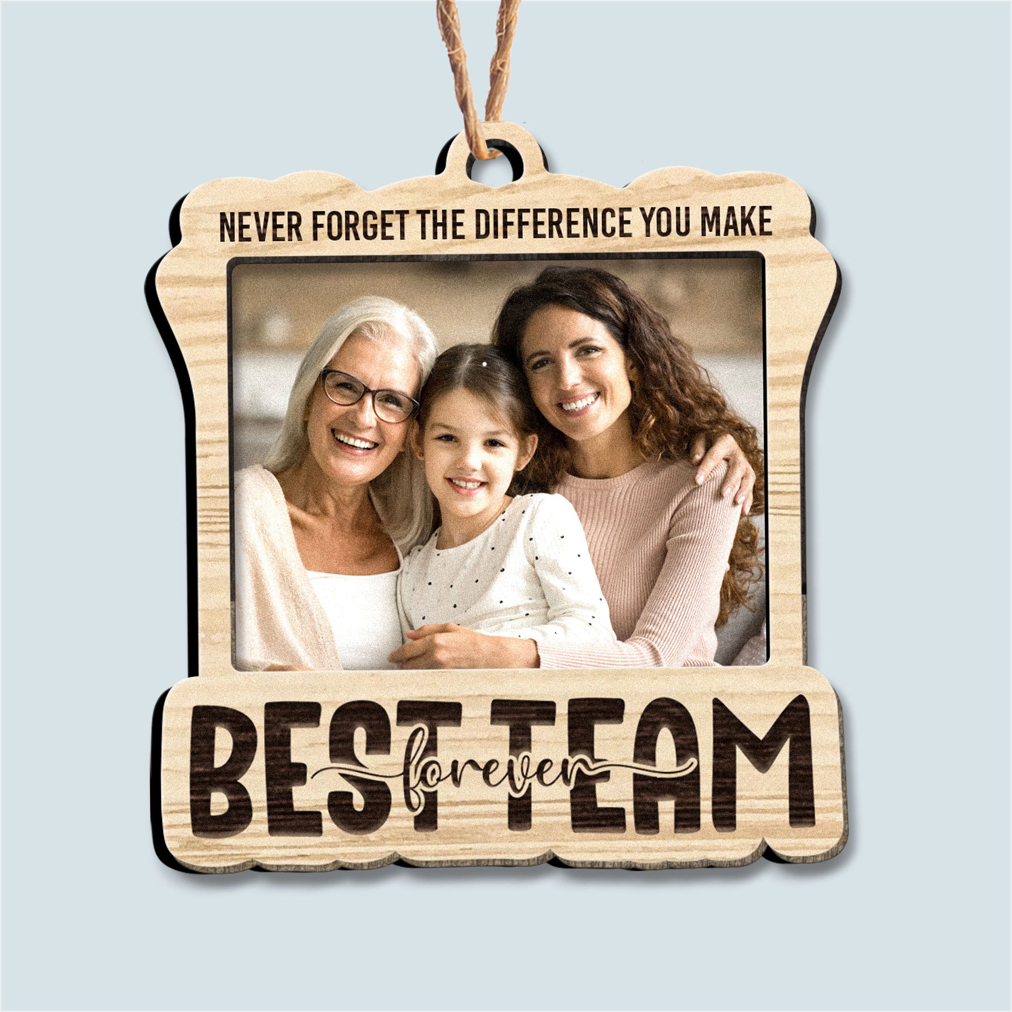 Mother And Children Best Team Ever - Personalized Wooden Photo Ornament