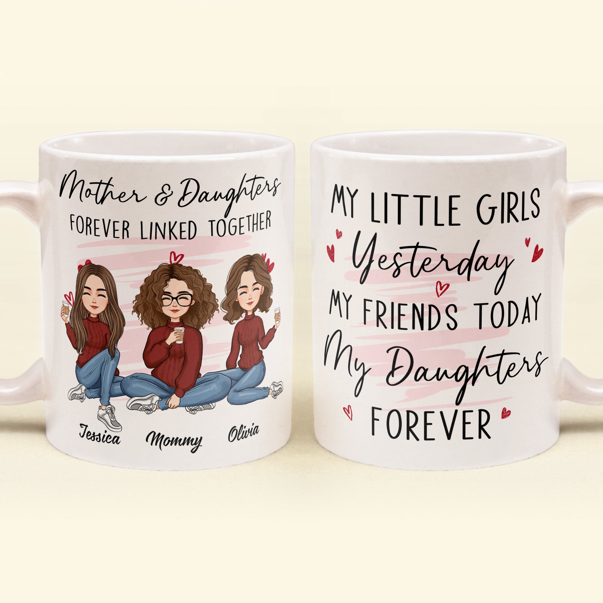 Mother And Daughter Forever Linked Together - Personalized Mug