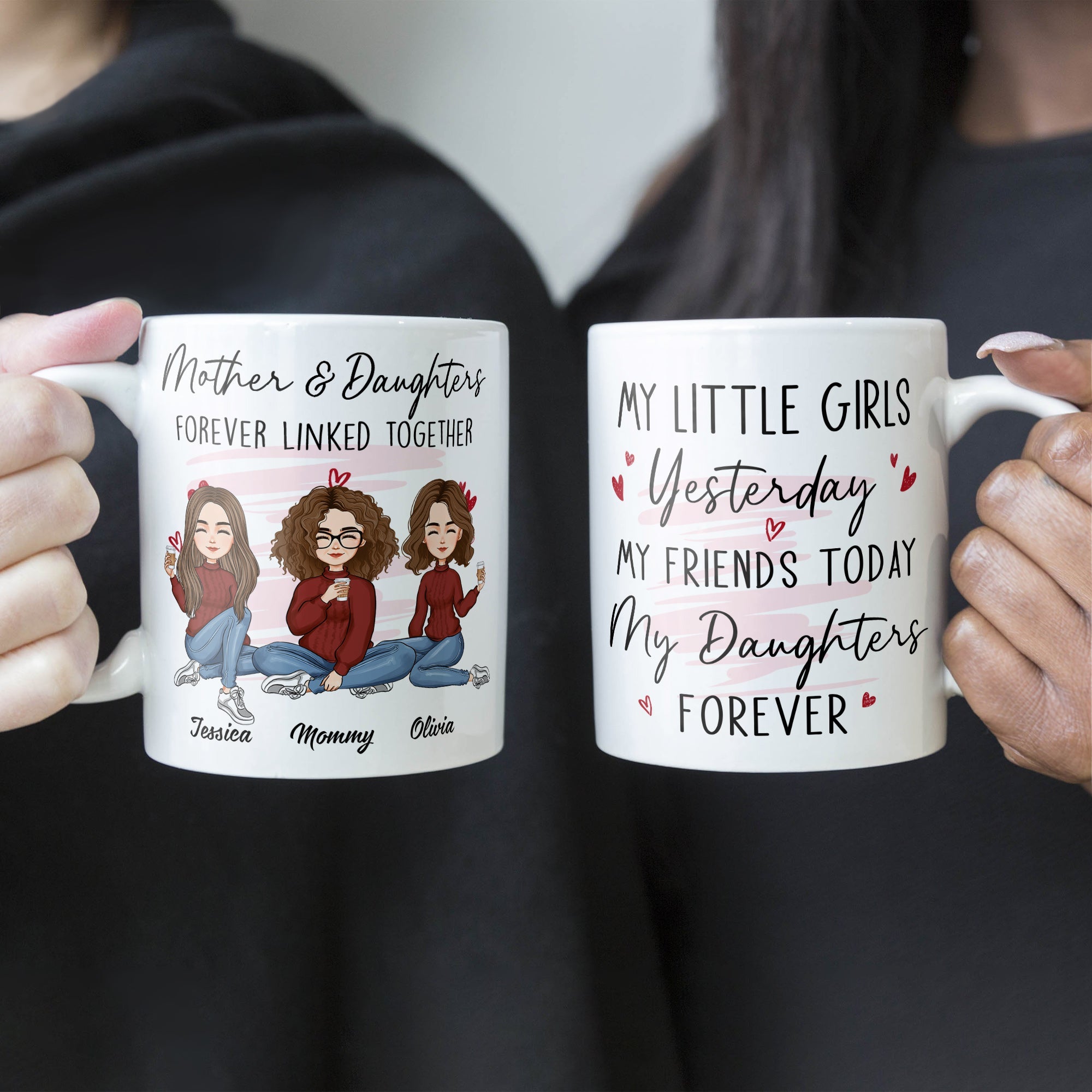 Mother And Daughter Forever Linked Together - Personalized Mug