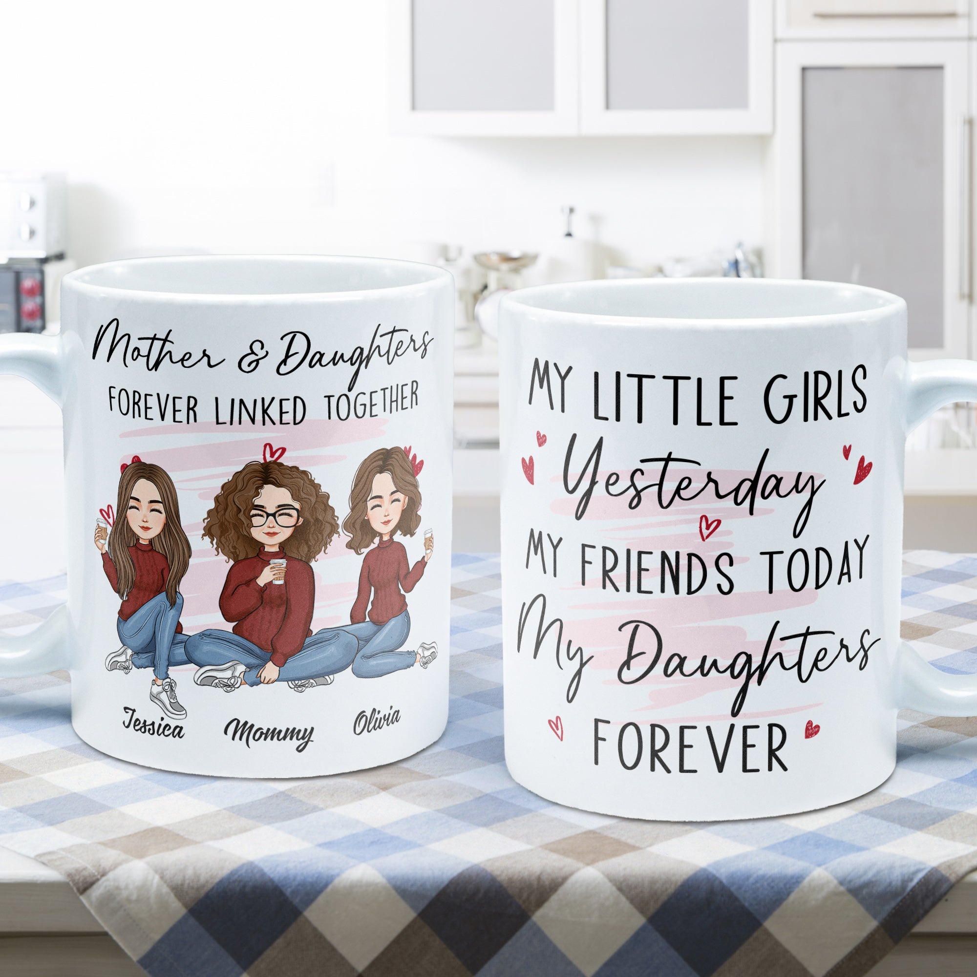 Mother And Daughter Forever Linked Together - Personalized Mug