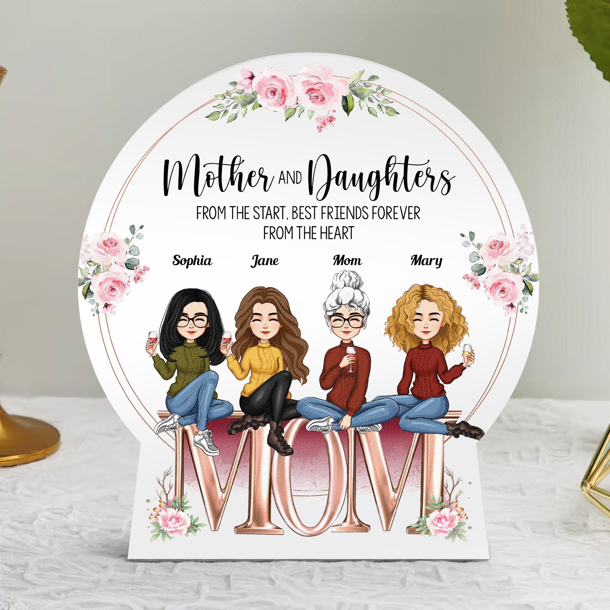 Mother And Daughters BFF From The Heart - Personalized Light Box