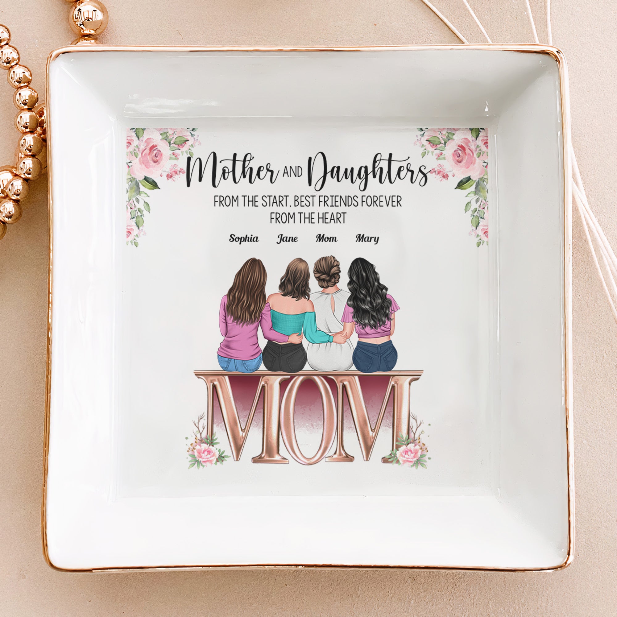 Mother And Daughters Best Friends From The Heart Ver 2 - Personalized Jewelry Dish