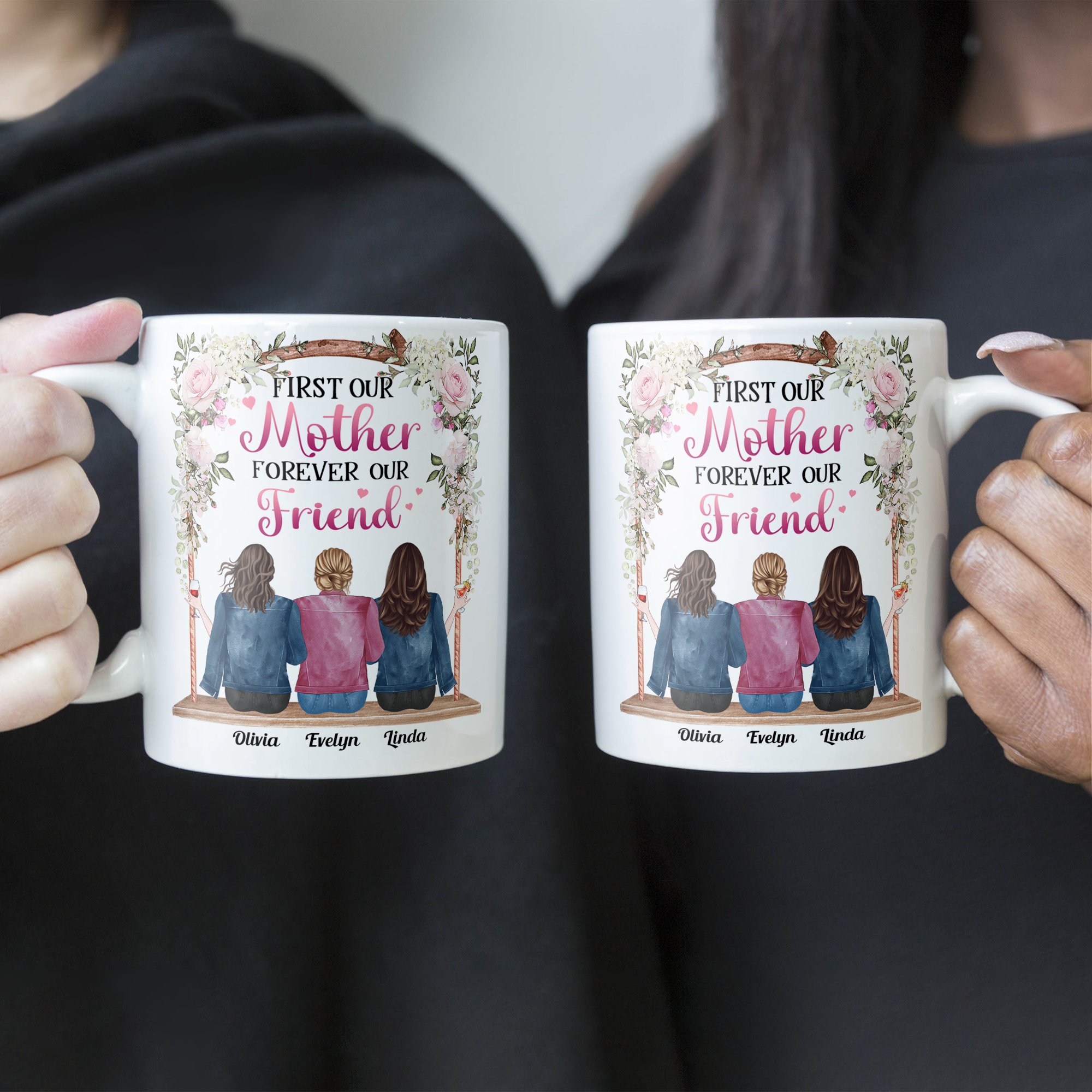 Mother And Daughters Forever - Personalized Mug