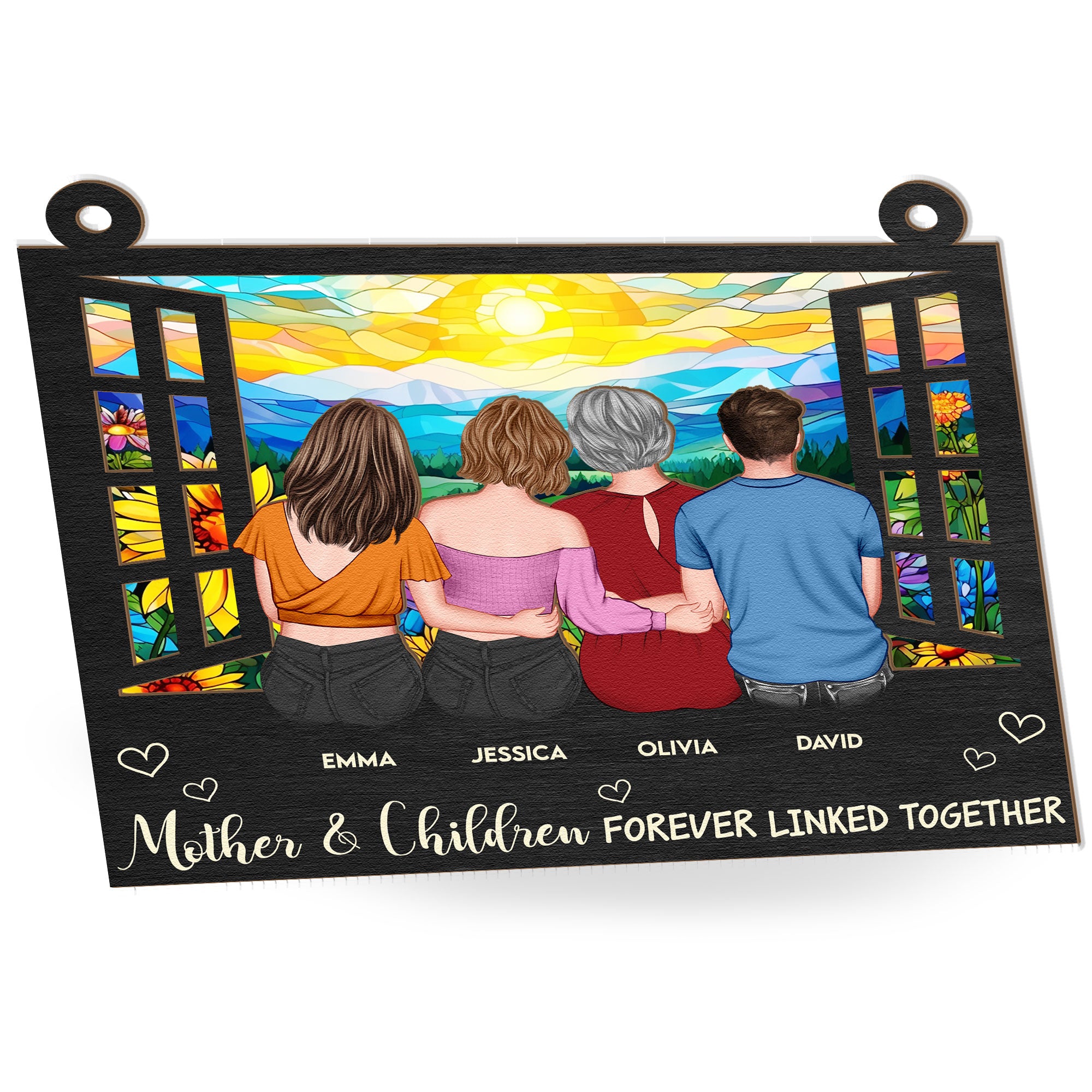 Mother And Daughters, Children - Personalized Window Hanging Suncatcher Ornament