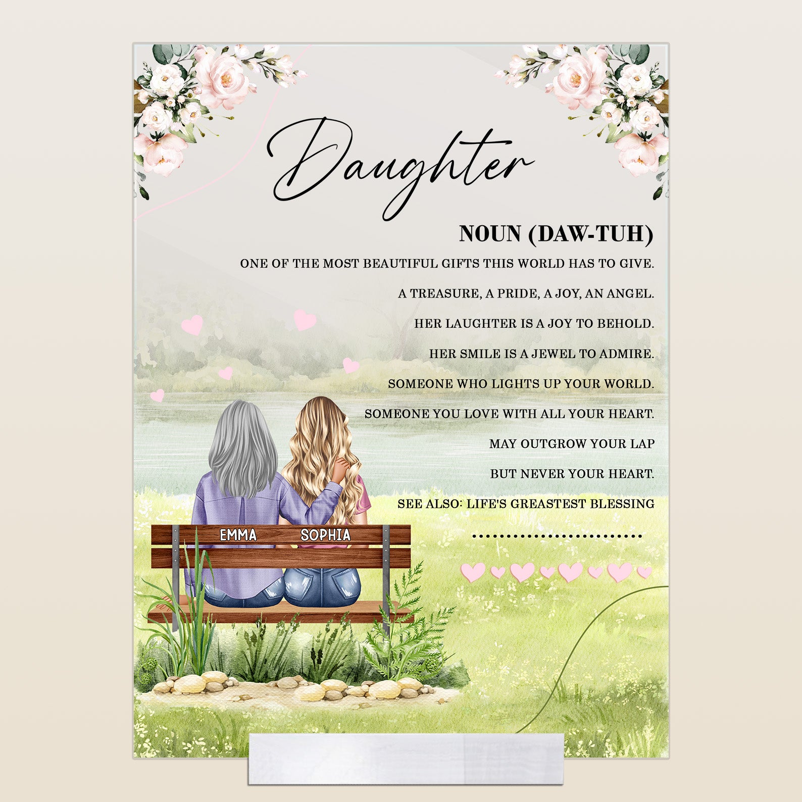 Mother Daughter Meaning Definition - Personalized Acrylic Plaque