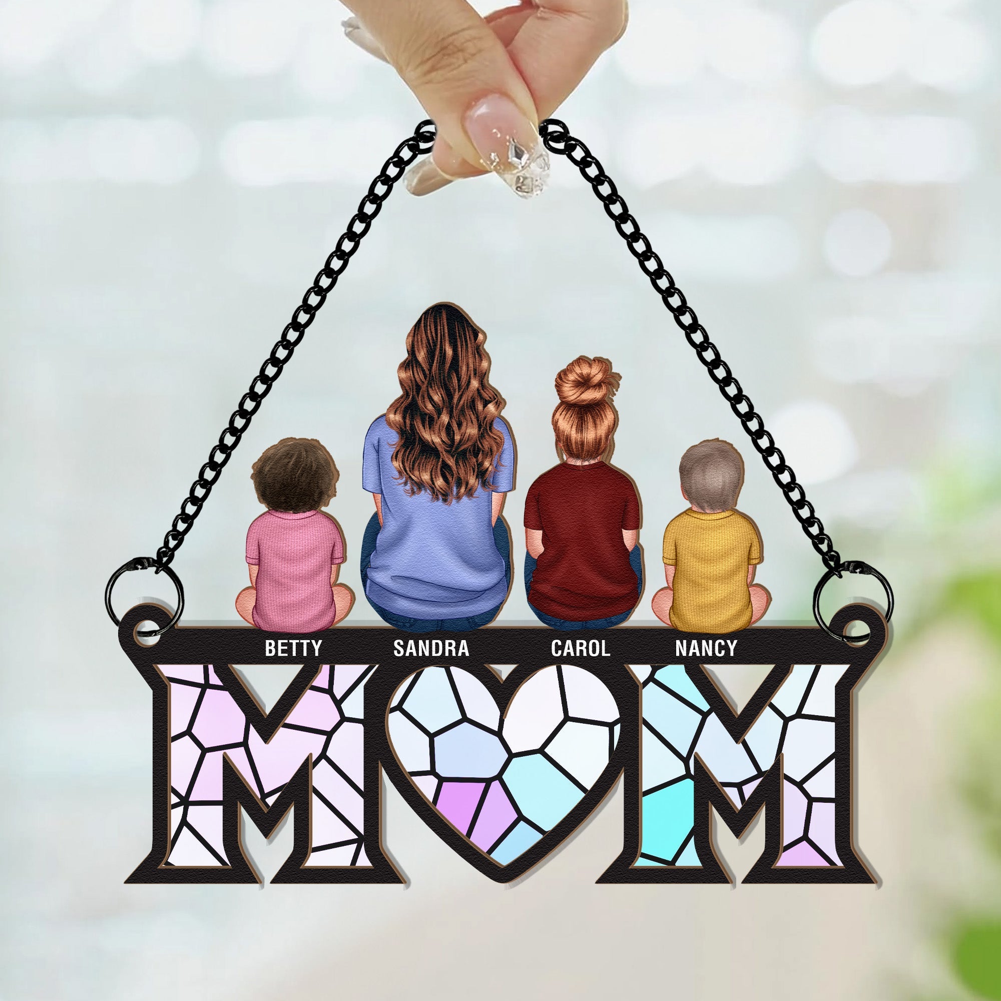 Mother & Children Bond - Personalized Window Hanging Suncatcher Ornament