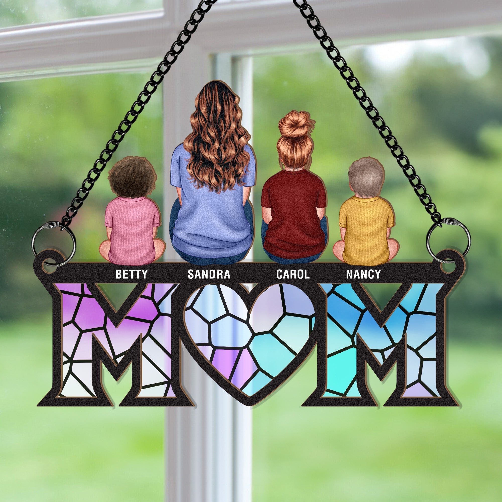 Mother & Children Bond - Personalized Window Hanging Suncatcher Ornament