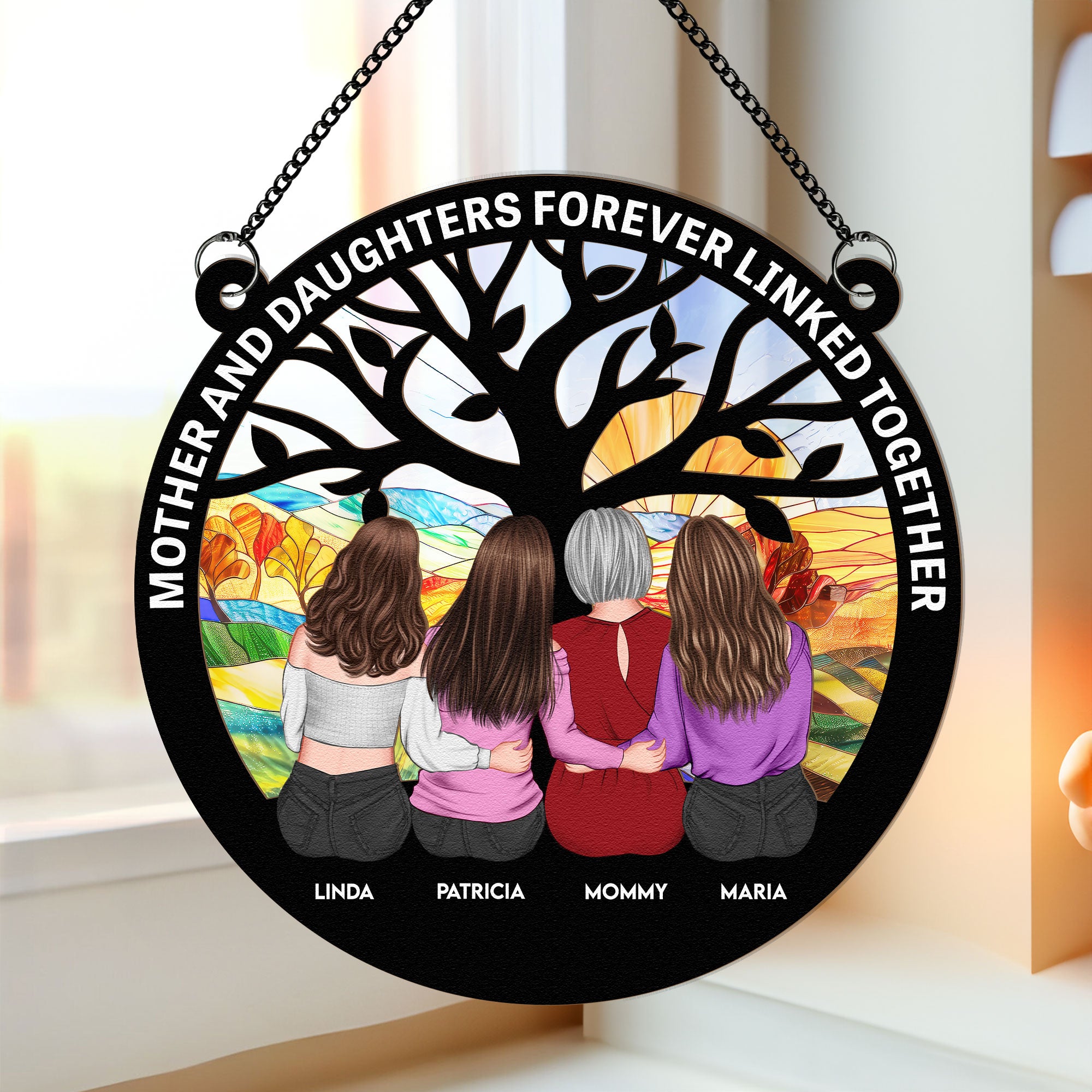 Mother & Daughter - New Version - Personalized Window Hanging Suncatcher Ornament