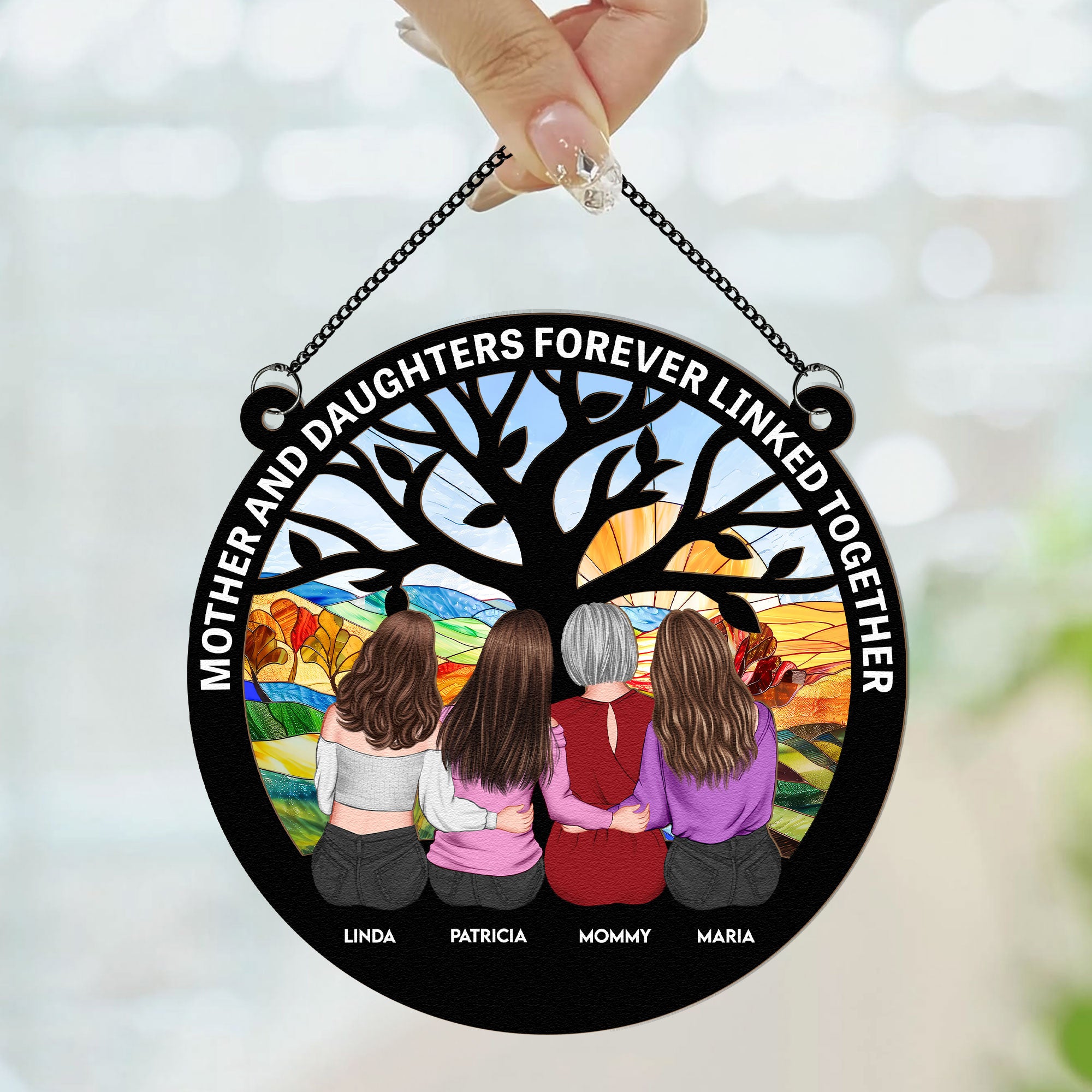 Mother & Daughter - New Version - Personalized Window Hanging Suncatcher Ornament