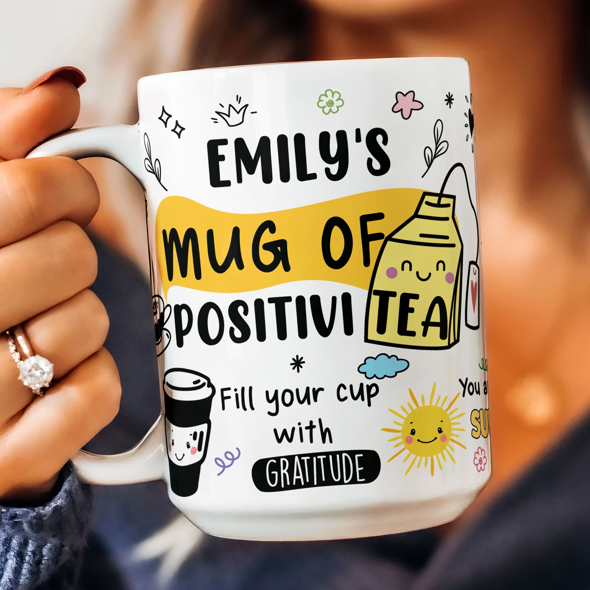 Motivational Mug - Mug Of Positivitea - Gifts For Friend, Daughter, Mom, Sister - Personalized Mug