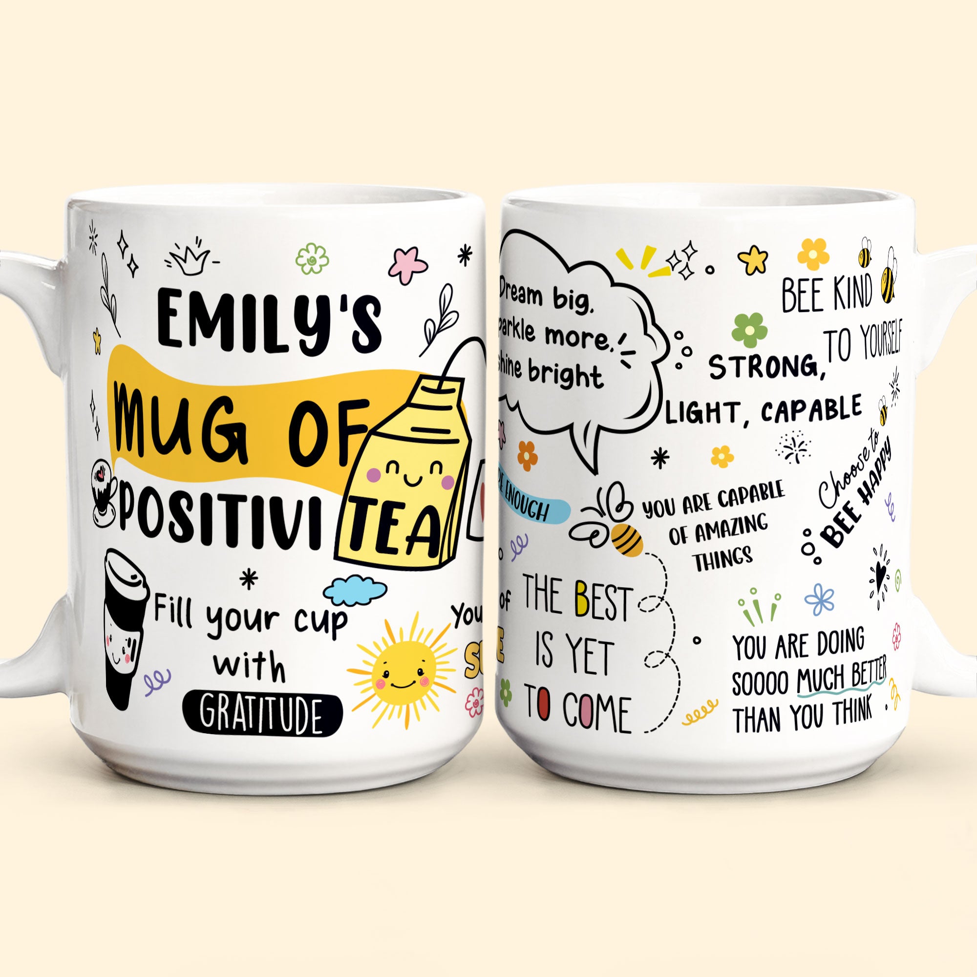 Motivational Mug - Mug Of Positivitea - Gifts For Friend, Daughter, Mom, Sister - Personalized Mug