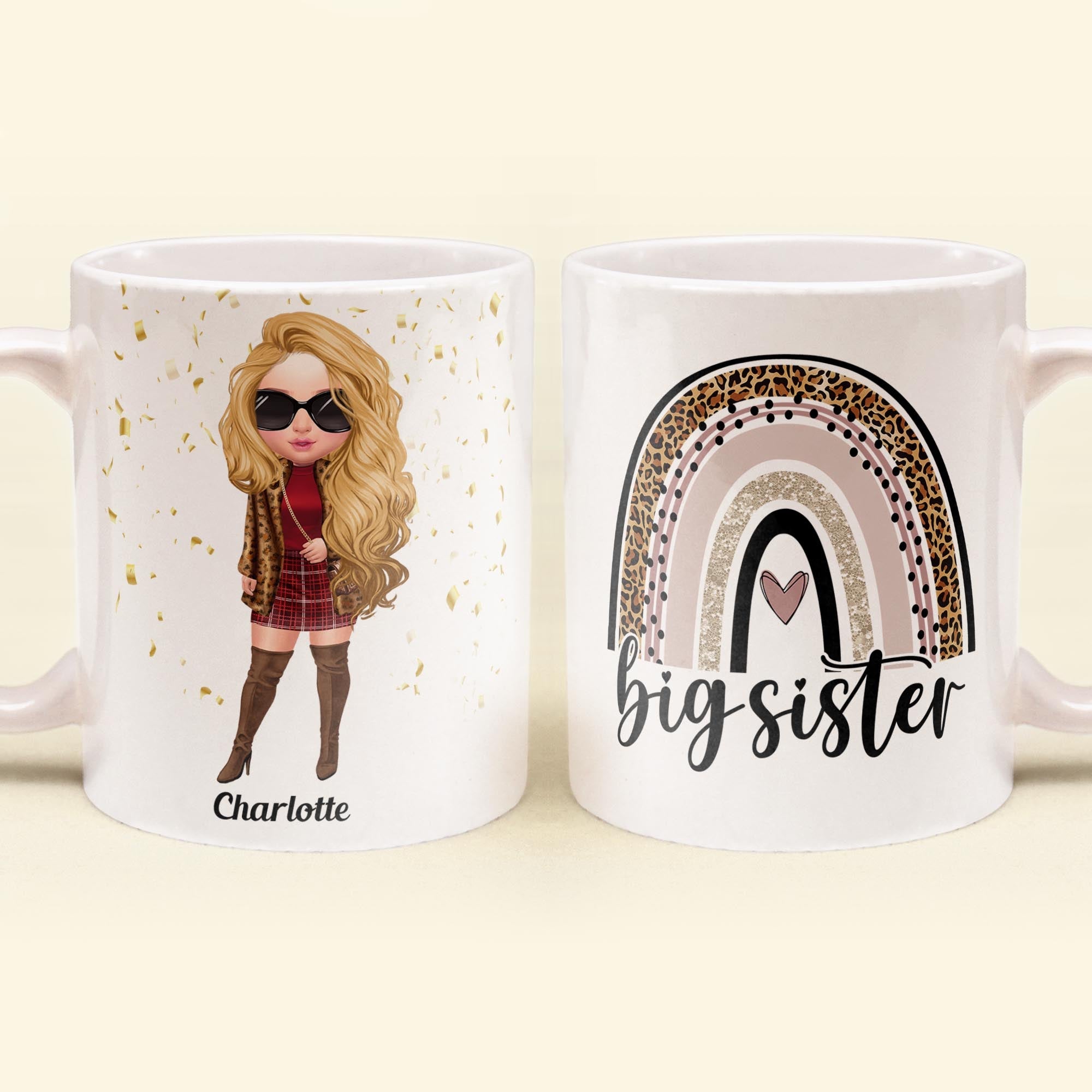 Big Sister - Personalized Mug - Birthday Gift For Sisters - Fashion Girls