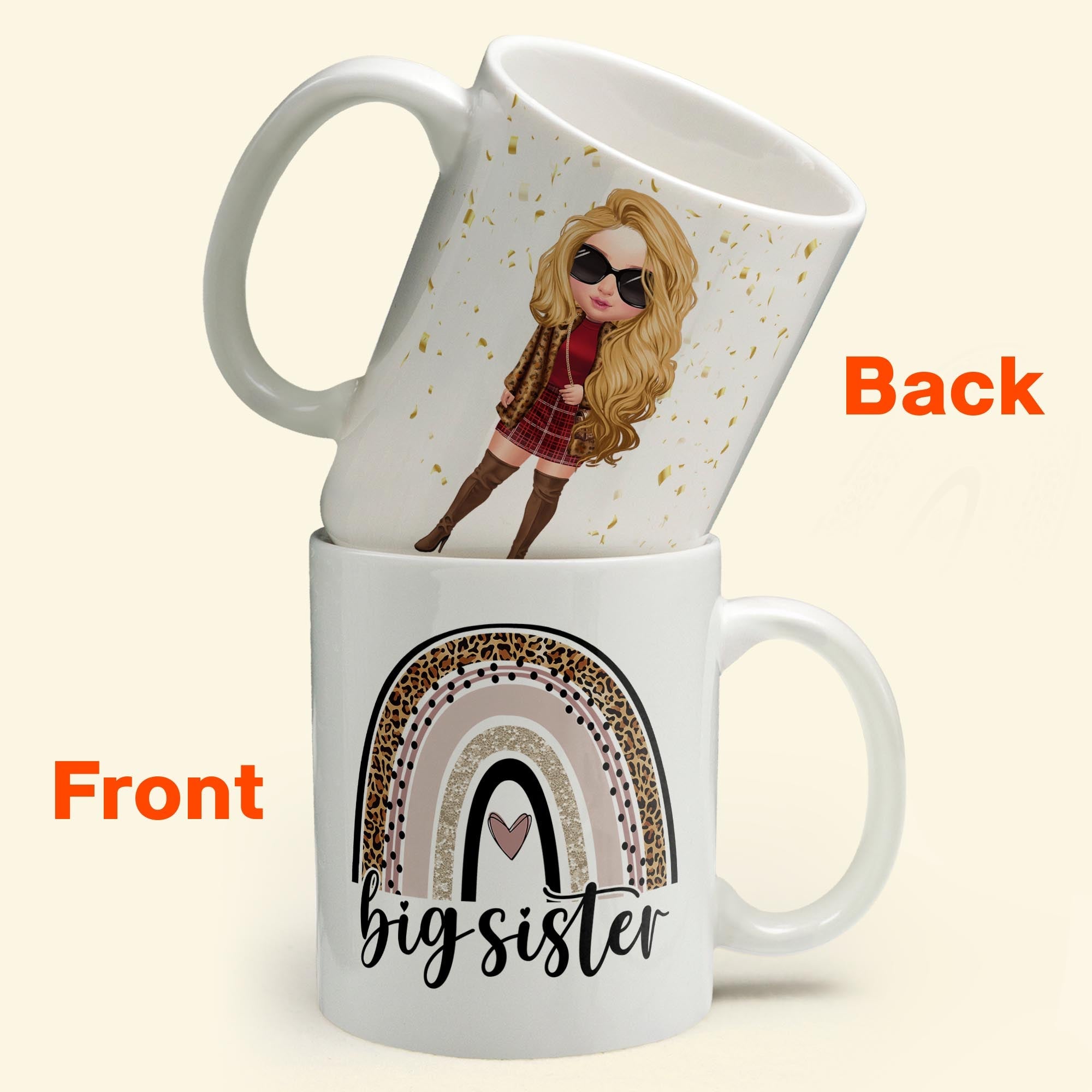 Big Sister - Personalized Mug - Birthday Gift For Sisters - Fashion Girls