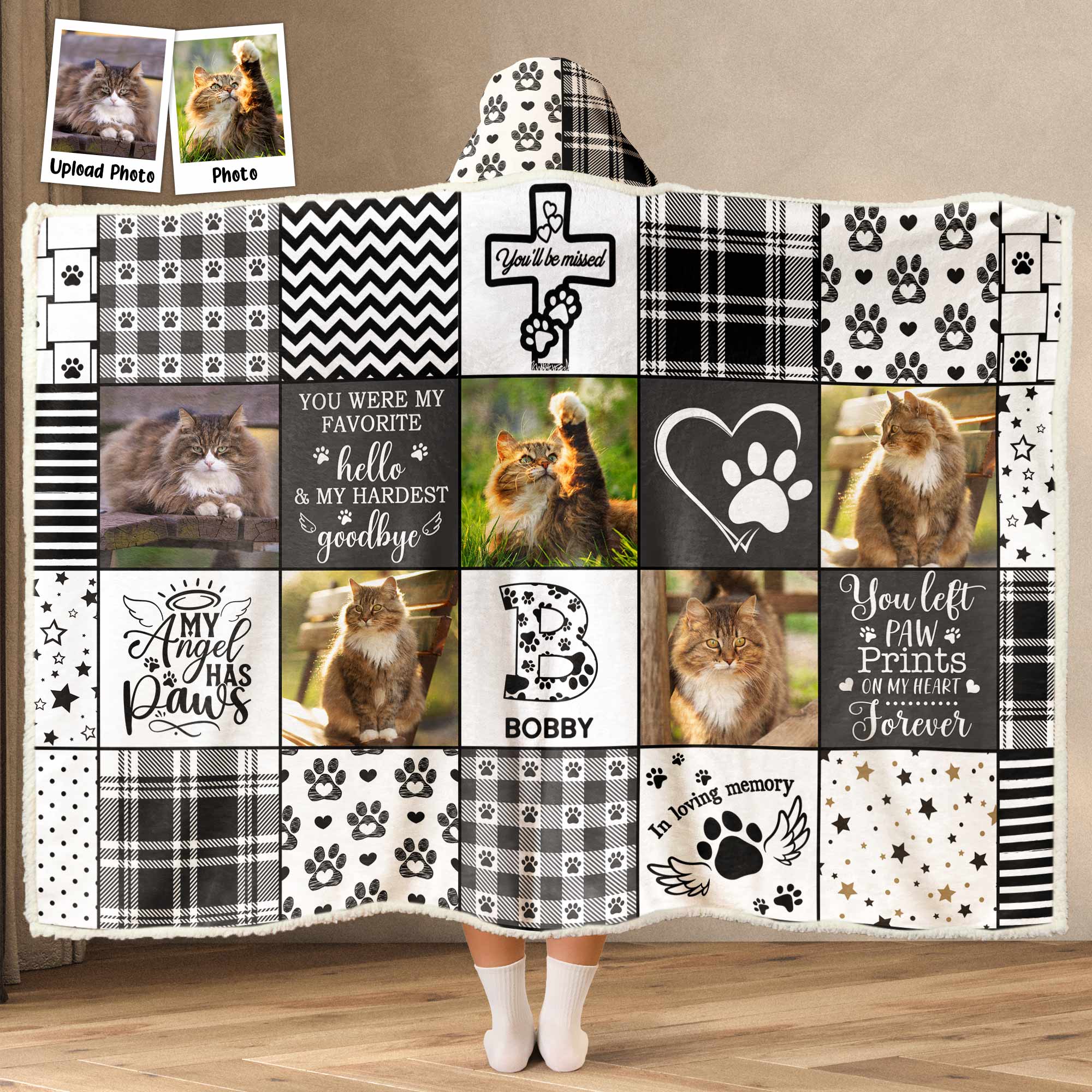 My Angel Has Paws - Personalized Photo Wearable Blanket Hoodie