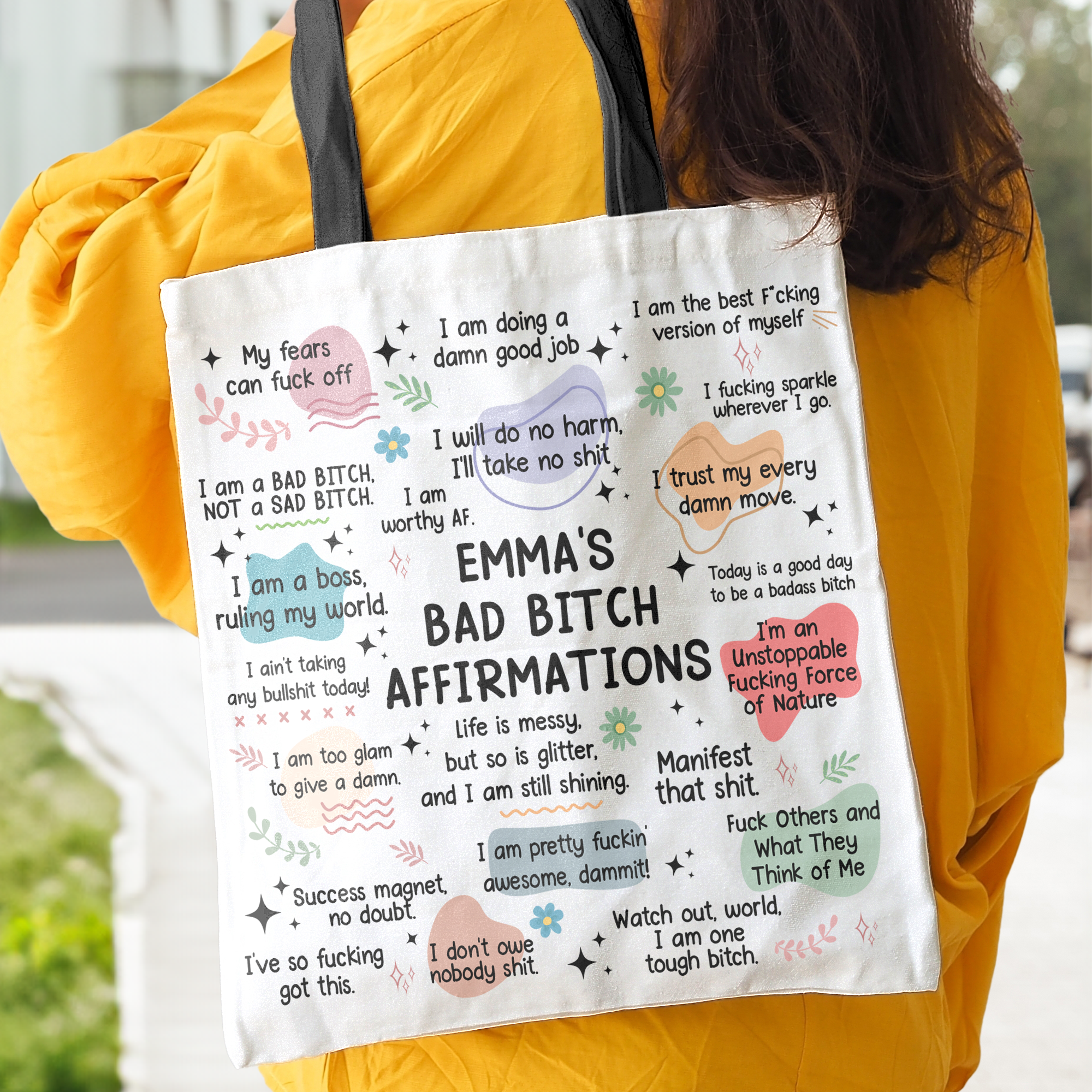 My Bad B*Tch Affirmations Bag - Gifts For Daughter, Friends, Sister, For Me Gift - Personalized Tote Bag