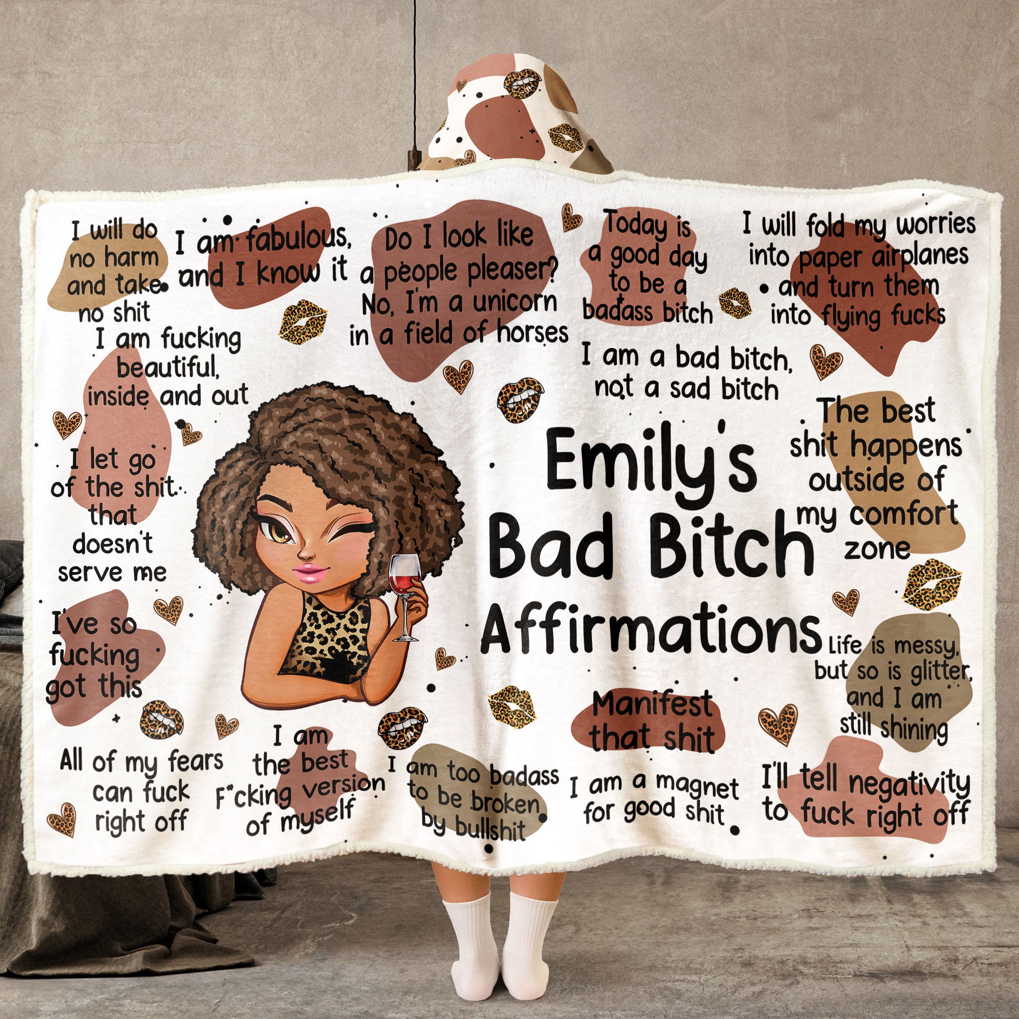 My Bad B*tch Affirmations - Gifts For Daughter, Friend, For Me Gift - Personalized Wearable Blanket Hoodie