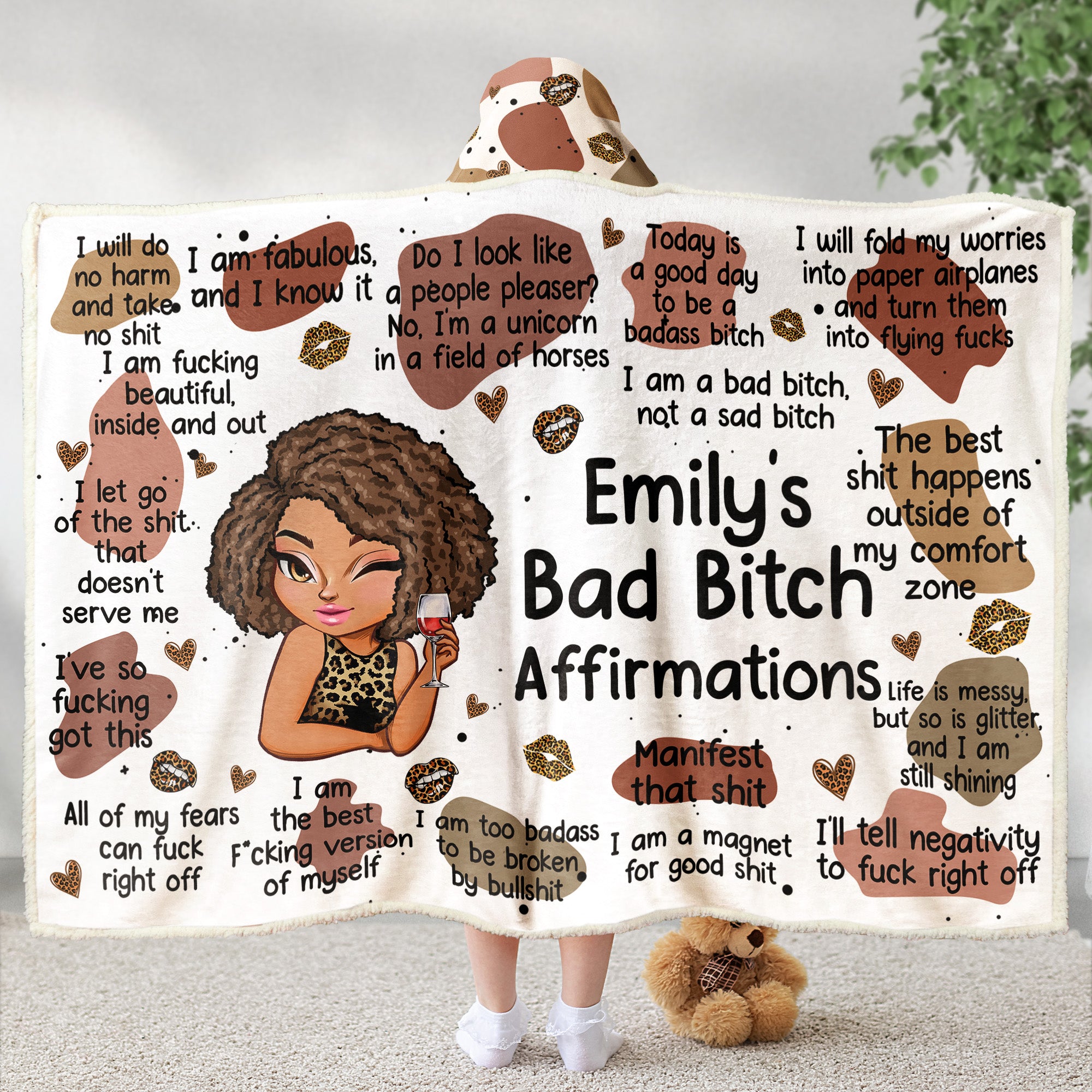 My Bad B*tch Affirmations - Gifts For Daughter, Friend, For Me Gift - Personalized Wearable Blanket Hoodie